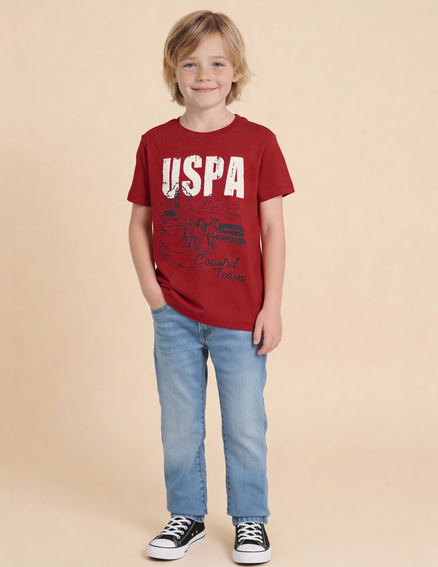 Boys Graphic Brand Printed T-Shirt Red - U.S. Polo Assn. India | Large