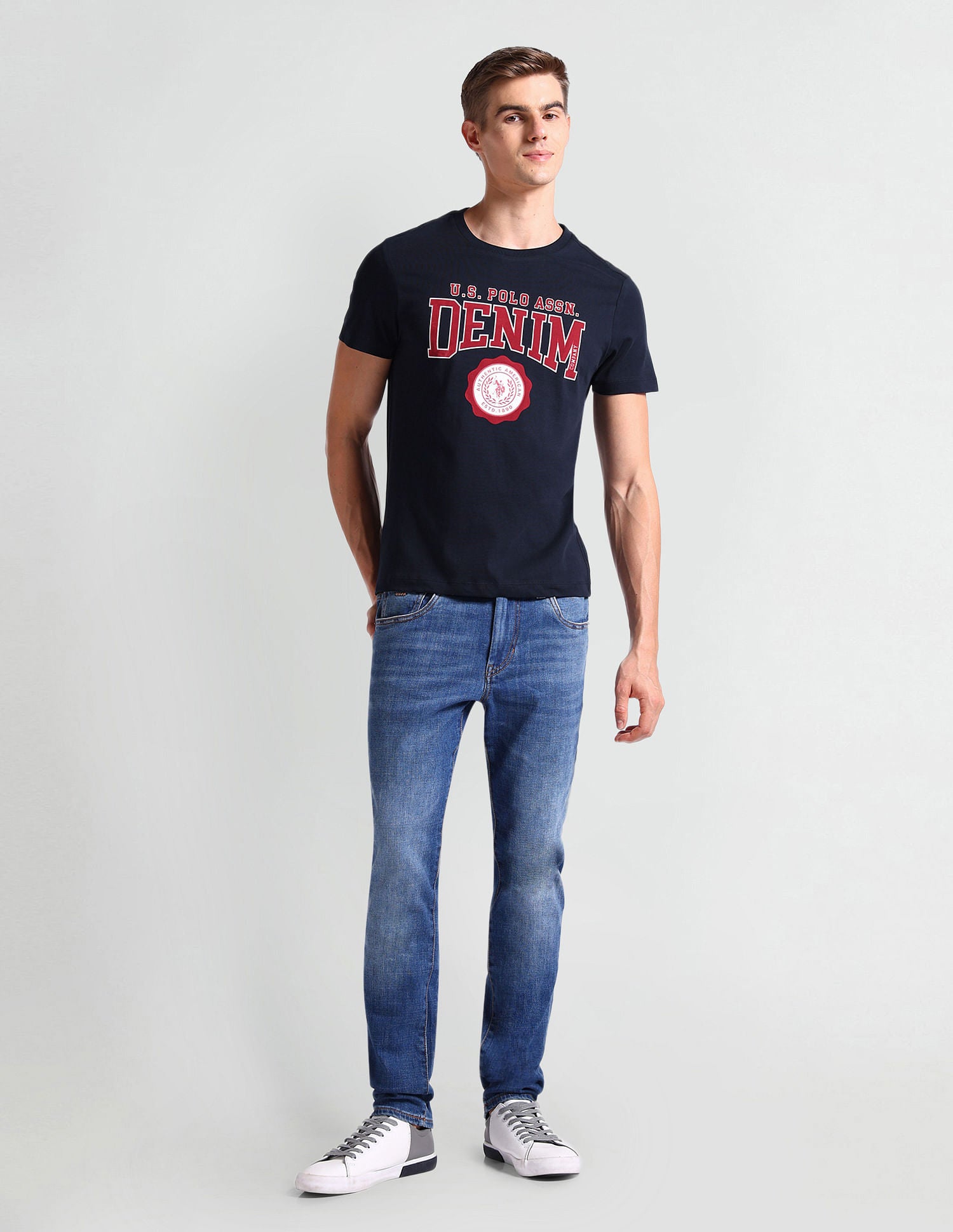 Muscle Fit Appliqued T-Shirt Navy - U.S. Polo Assn. India | Large