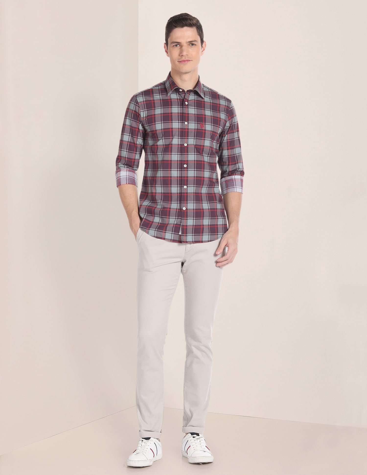 Tartan Check Herringbone Shirt Brown - U.S. Polo Assn. India | Large