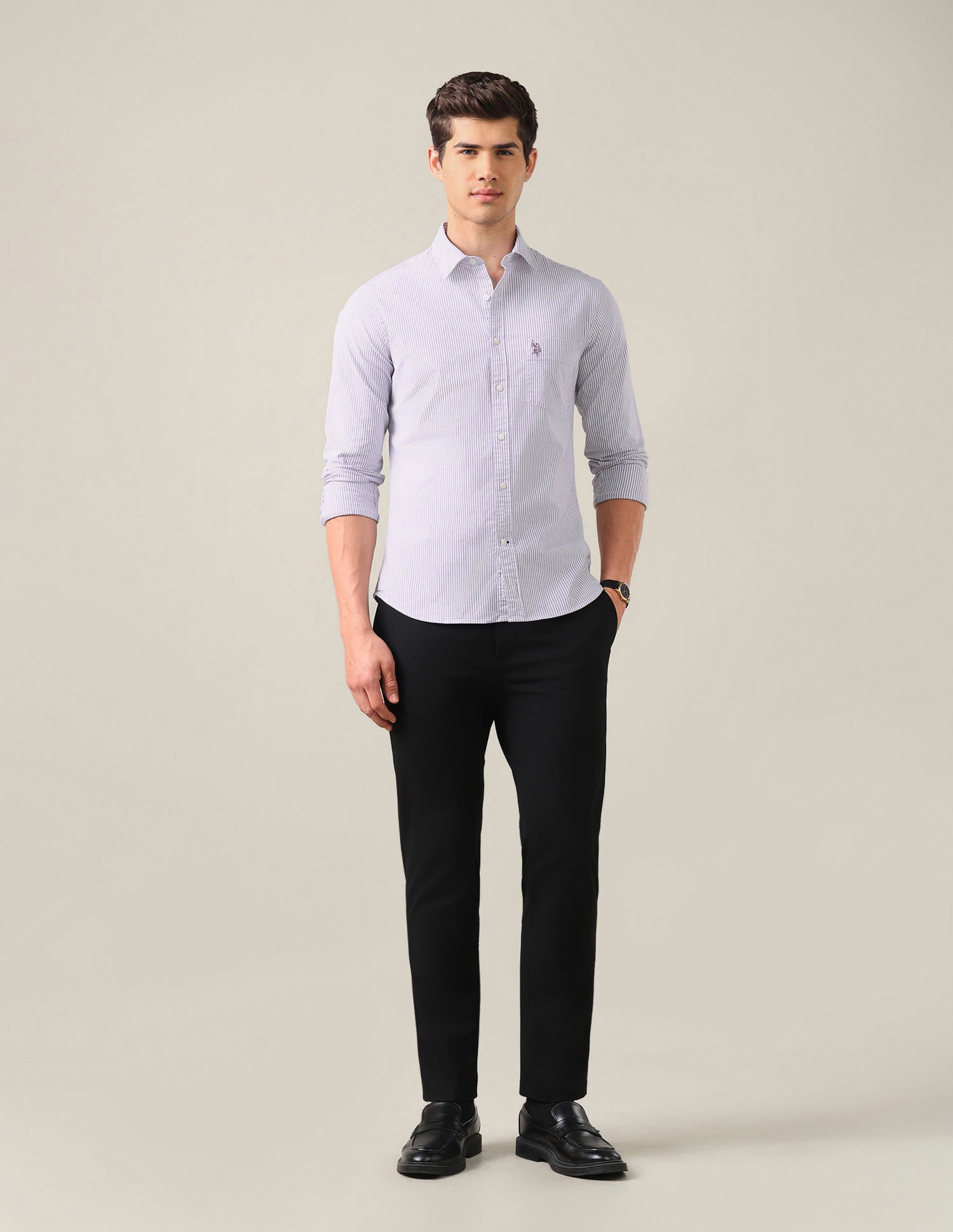 Tailored Fit Oxford Shirt Purple - U.S. Polo Assn. India | Large