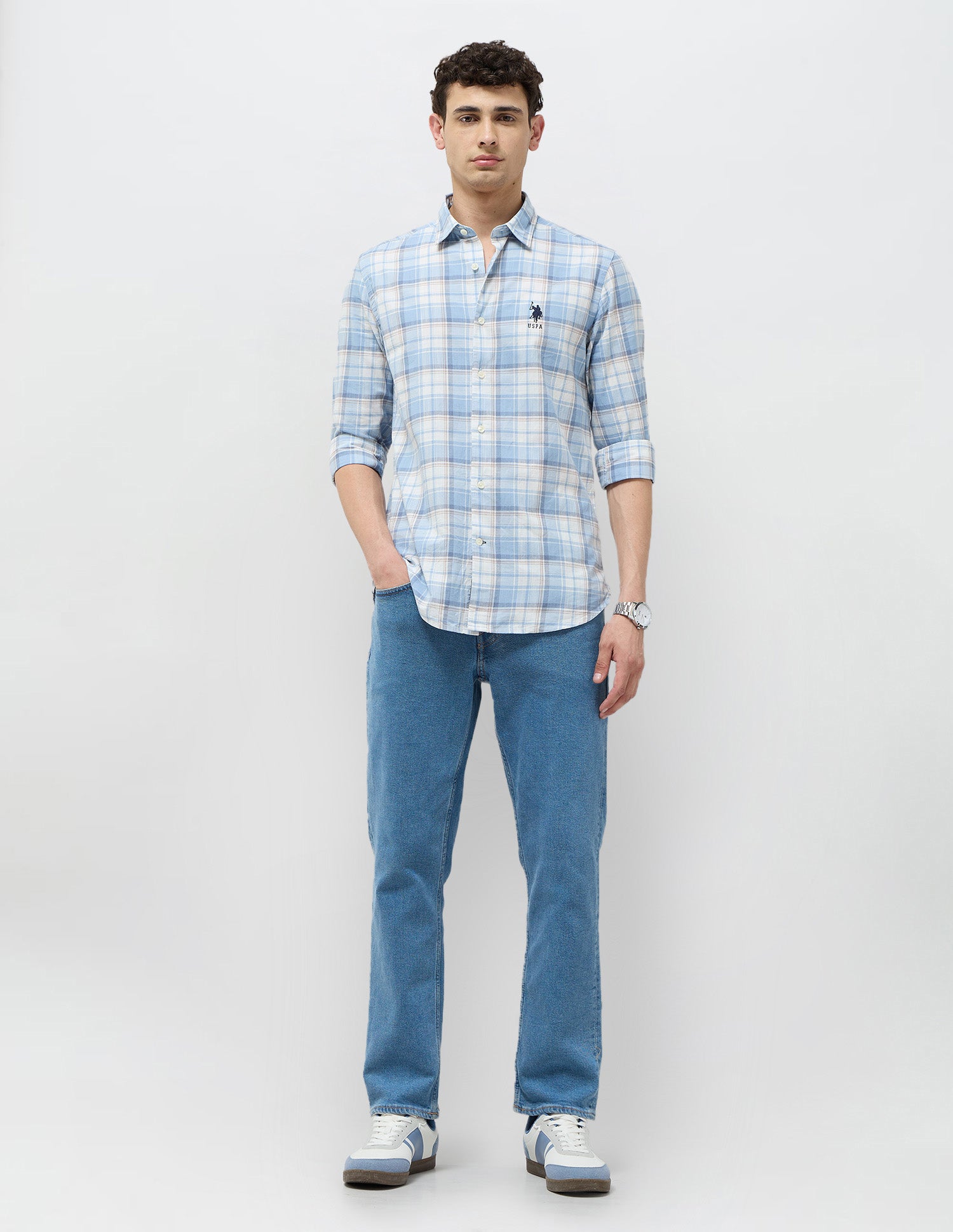 Tartan Checked Regular Fit Shirt Light Blue - U.S. POLO ASSN. | Large