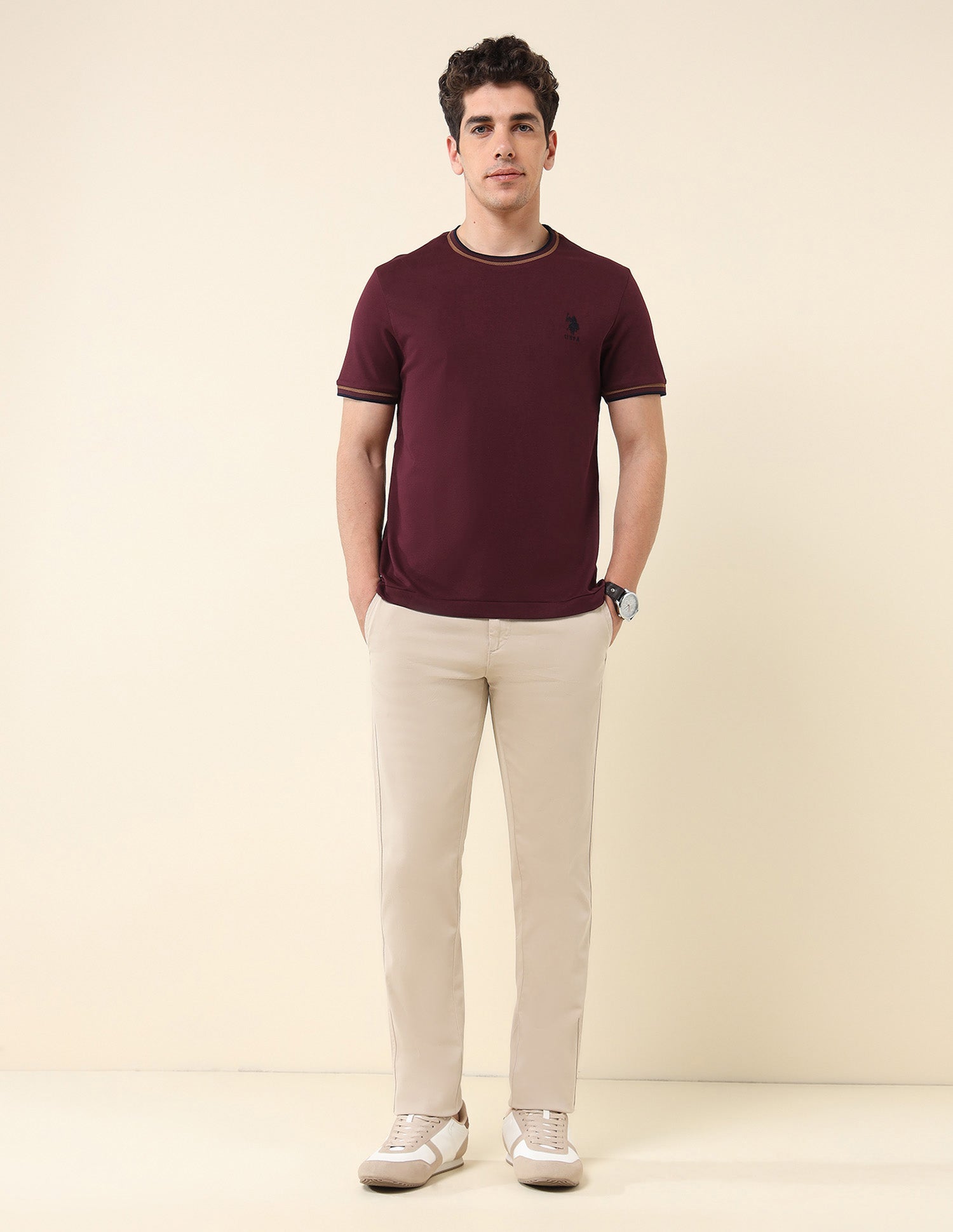 Solid Slim Fit T-Shirt Wine - U.S. Polo Assn. India | Large