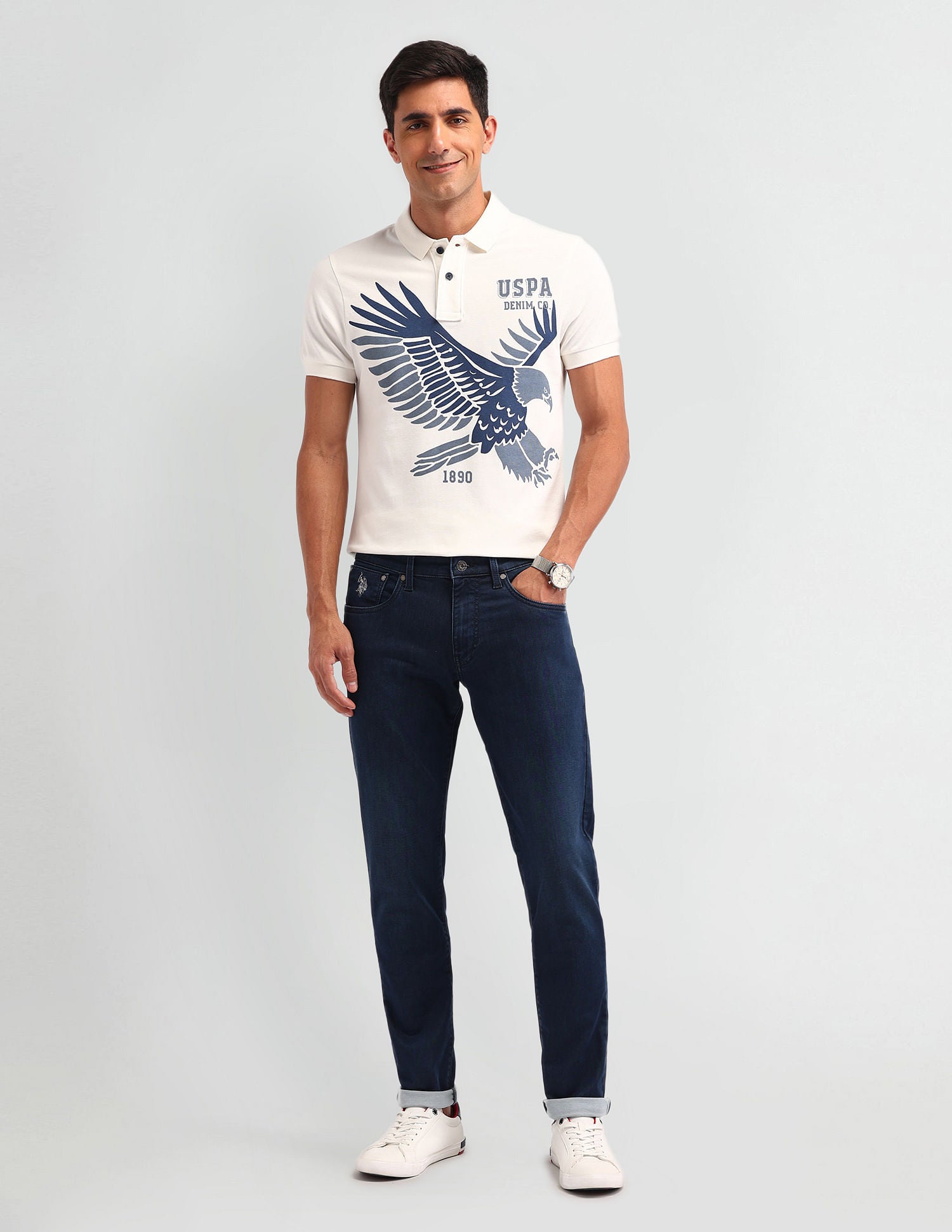 Americana Muscle Fit Brand Polo Shirt Black - U.S. POLO ASSN. | Large