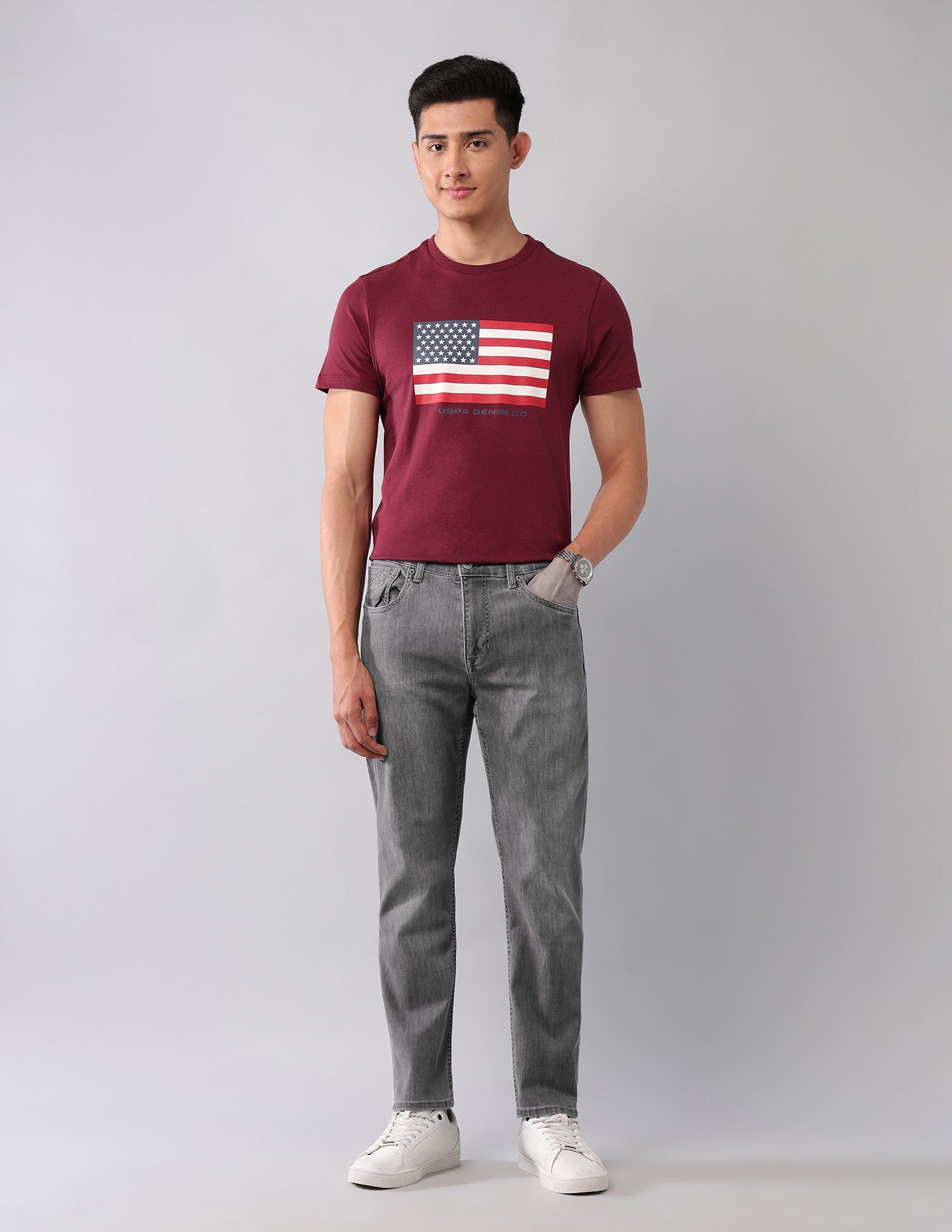 Cole Comfort Cropped Fit Grey Jeans Grey - U.S. POLO ASSN. | Large