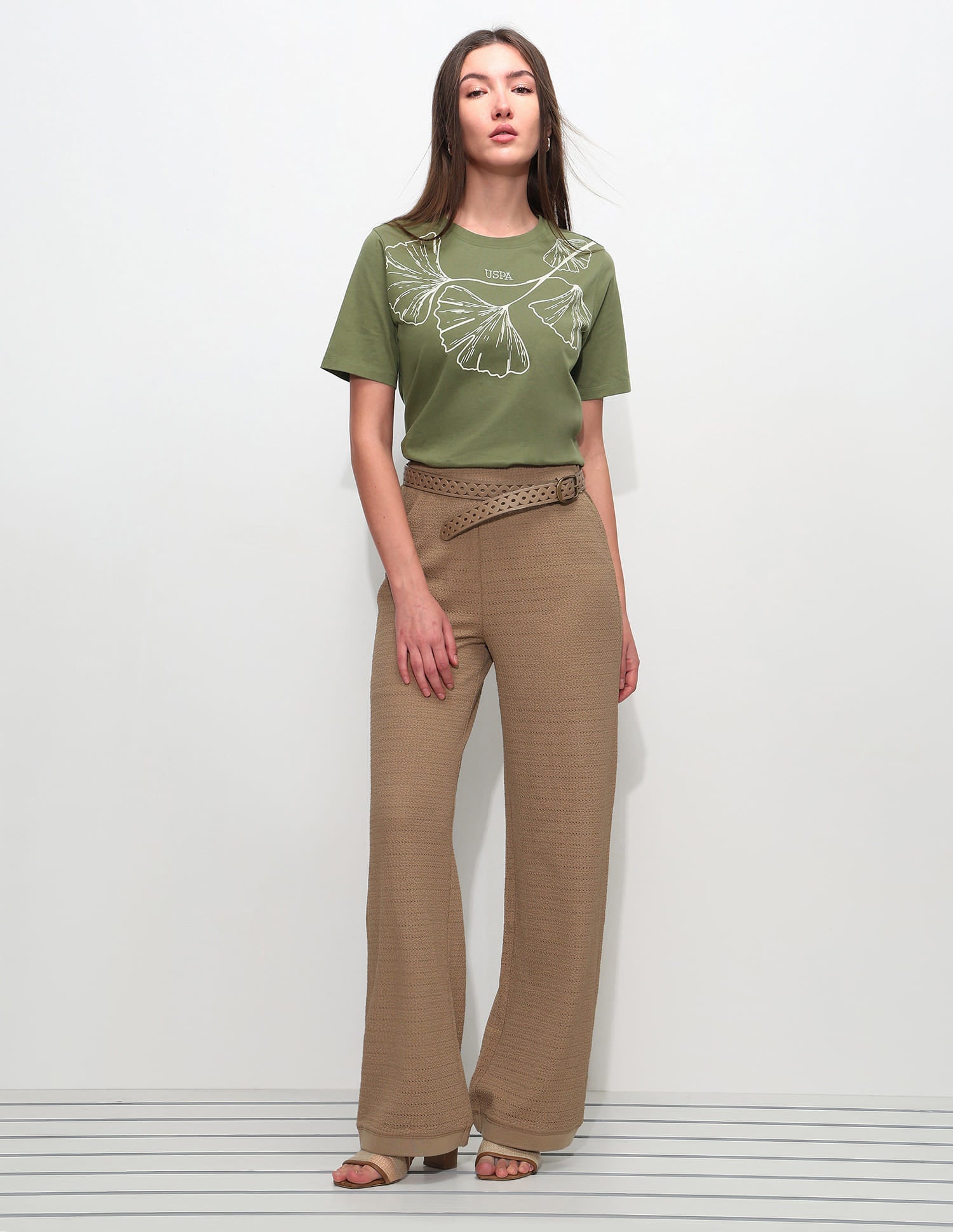 Boxy Fit Floral Printed T-Shirt Olive - U.S. Polo Assn. India | Large