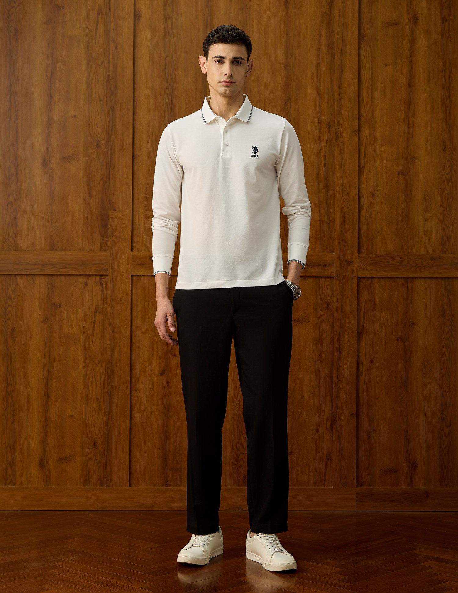 Equestrian Aisle Theater Polo Shirt Off White - U.S. POLO ASSN. | Large