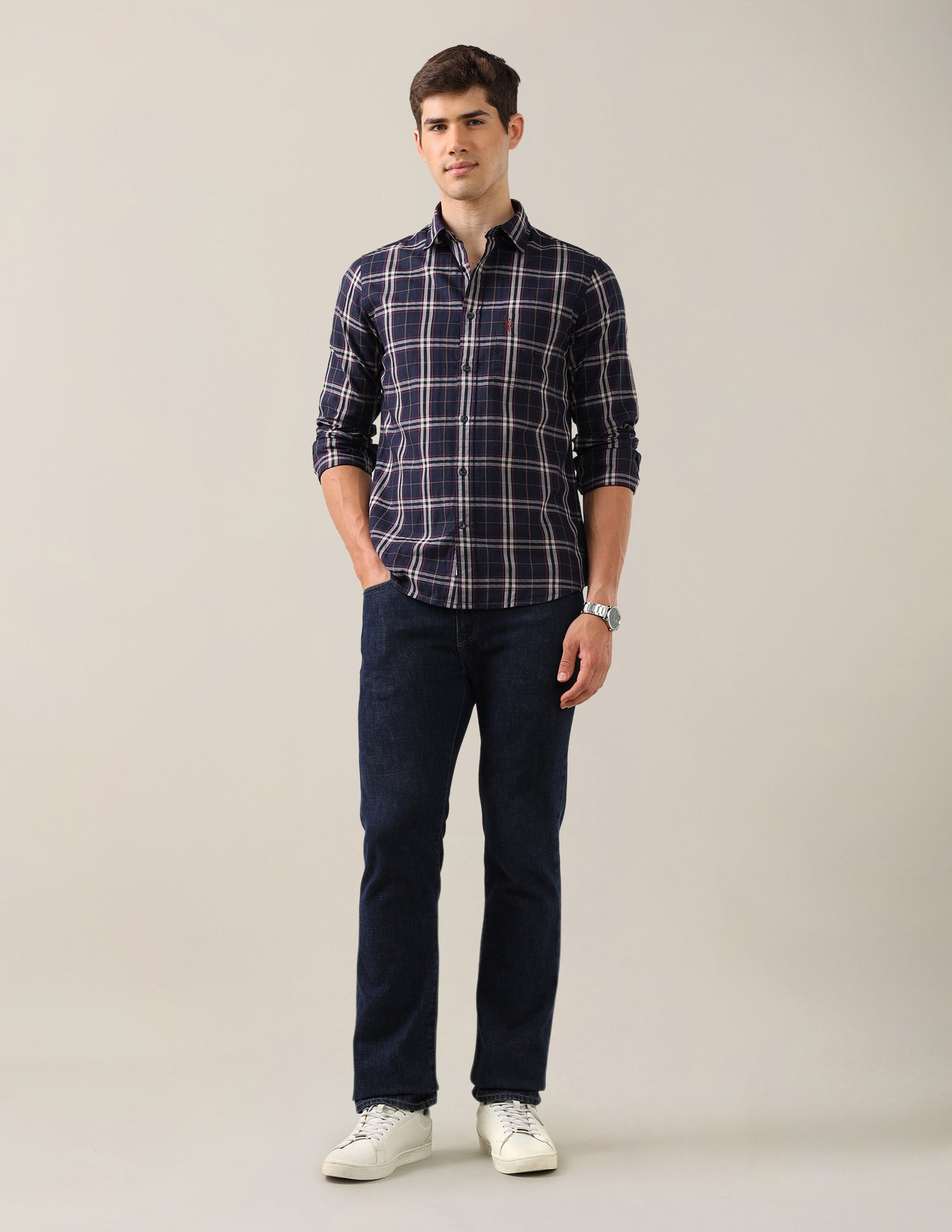 Twill Tailored Fit Shirt Navy - U.S. Polo Assn. India | Large