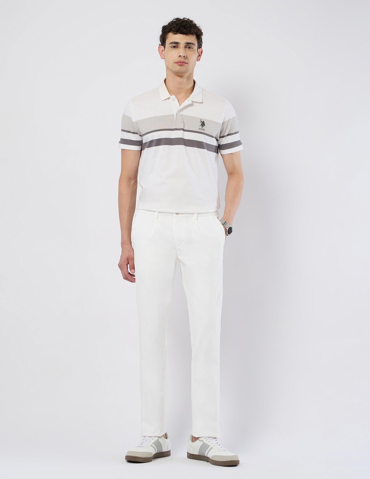 Mid Rise Denver Slim Fit Trousers White - U.S. POLO ASSN. | Large