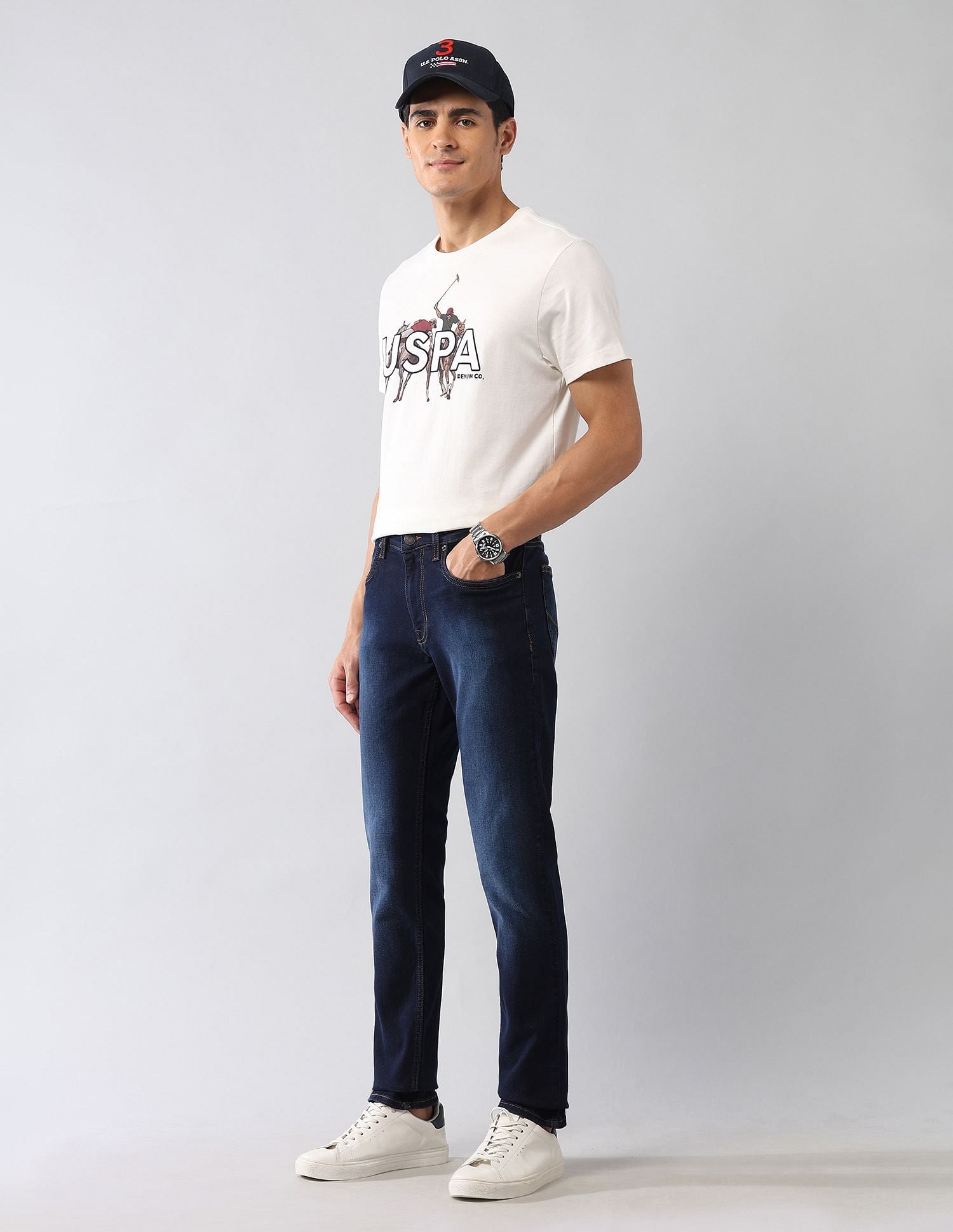 Brandon Slim Tapered Fit Blue Jeans Blue - U.S. POLO ASSN. | Large