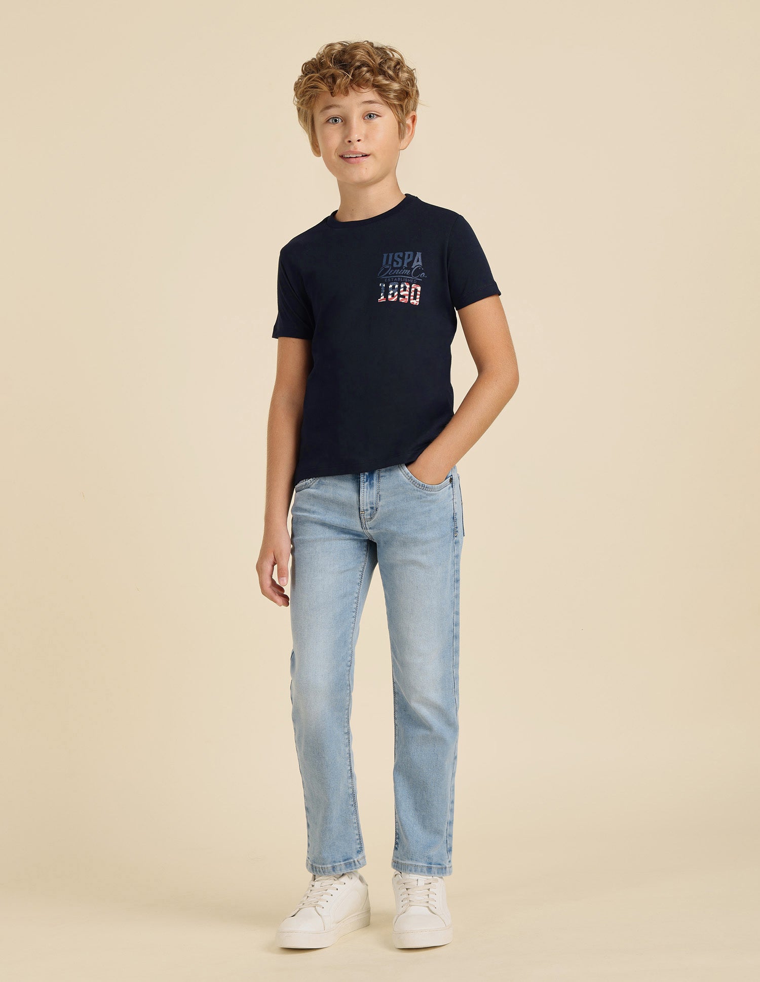 Boys Brand Printed Regular Fit T-Shirt Navy - U.S. POLO ASSN. | Large