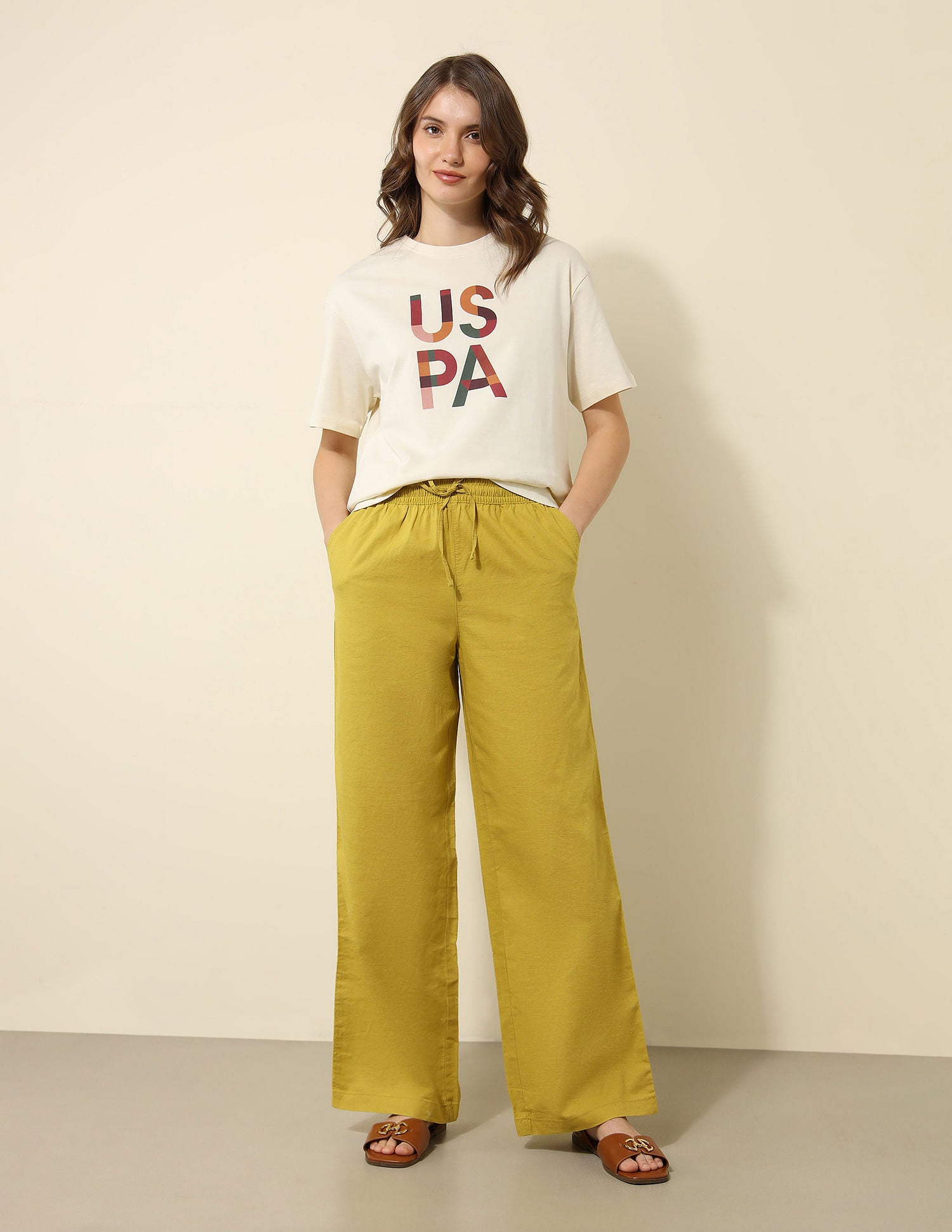 Boyfriend Fit Brand Printed T-Shirt Ecru - U.S. POLO ASSN. | Large