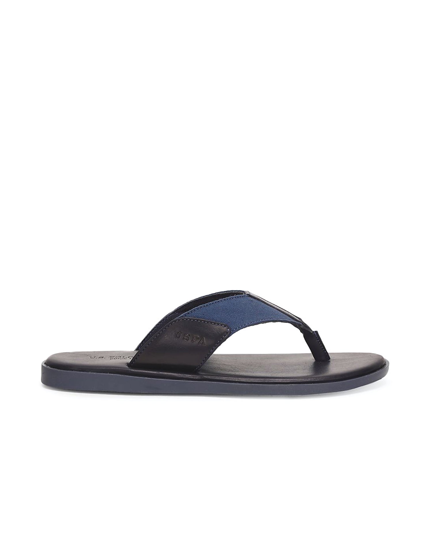 Men Panelled V-Strap Barrio Sandals Navy and Black - U.S. Polo Assn. India | Large