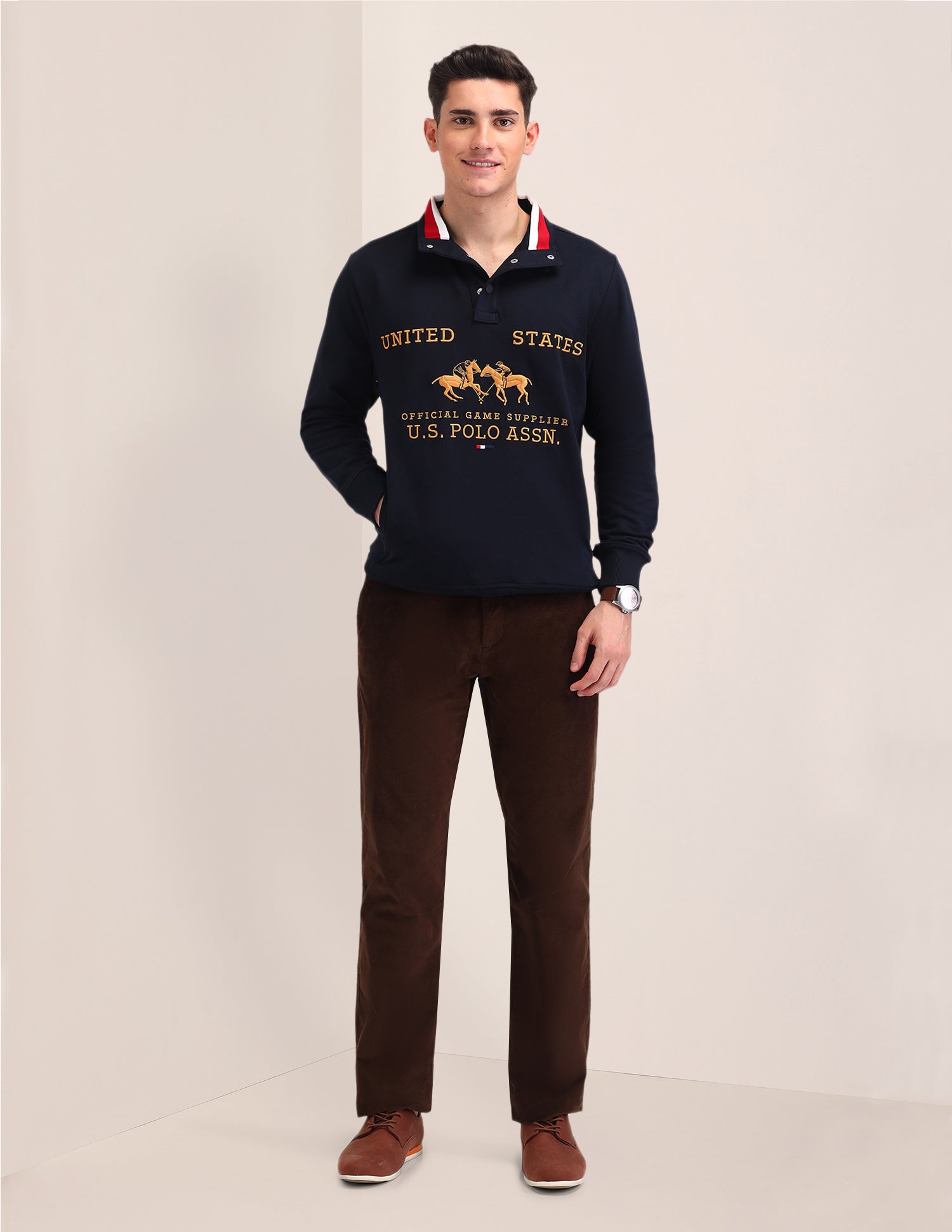 Brand Printed Sweatshirt Navy - U.S. POLO ASSN. | Large