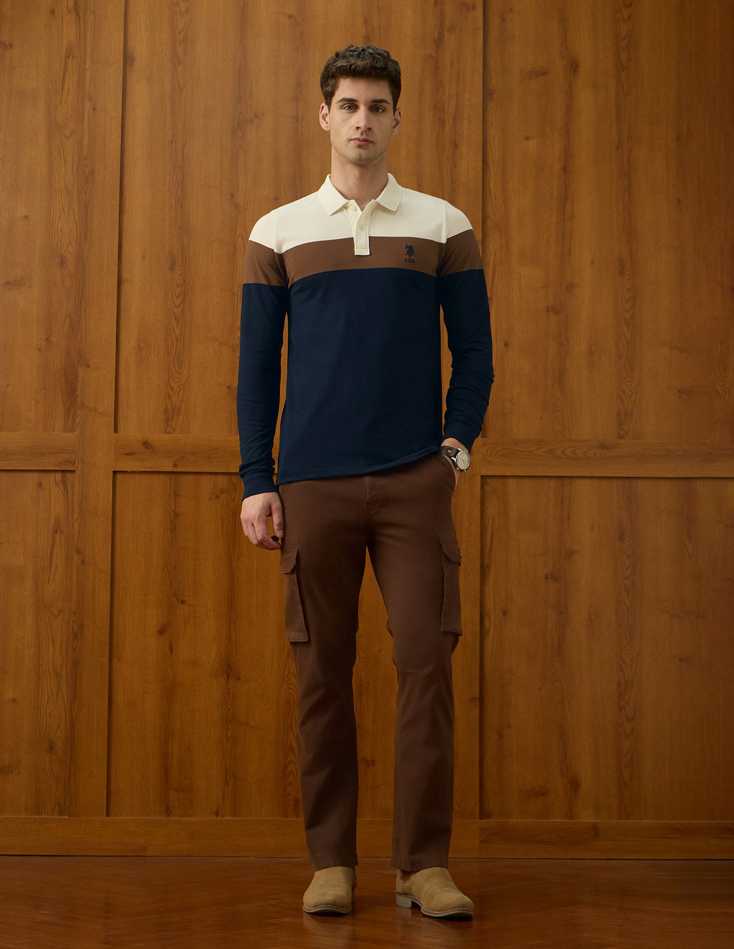 Colourblocked Equestrian Aisle Theater Polo Shirt Navy - U.S. POLO ASSN. | Large