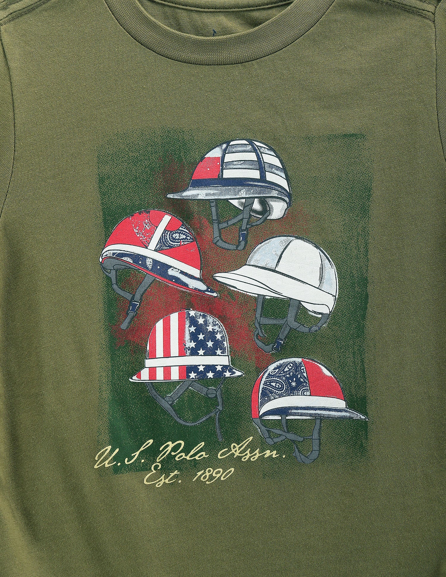 Boys Brand Print Cotton T-Shirt Green - U.S. Polo Assn. India | Large