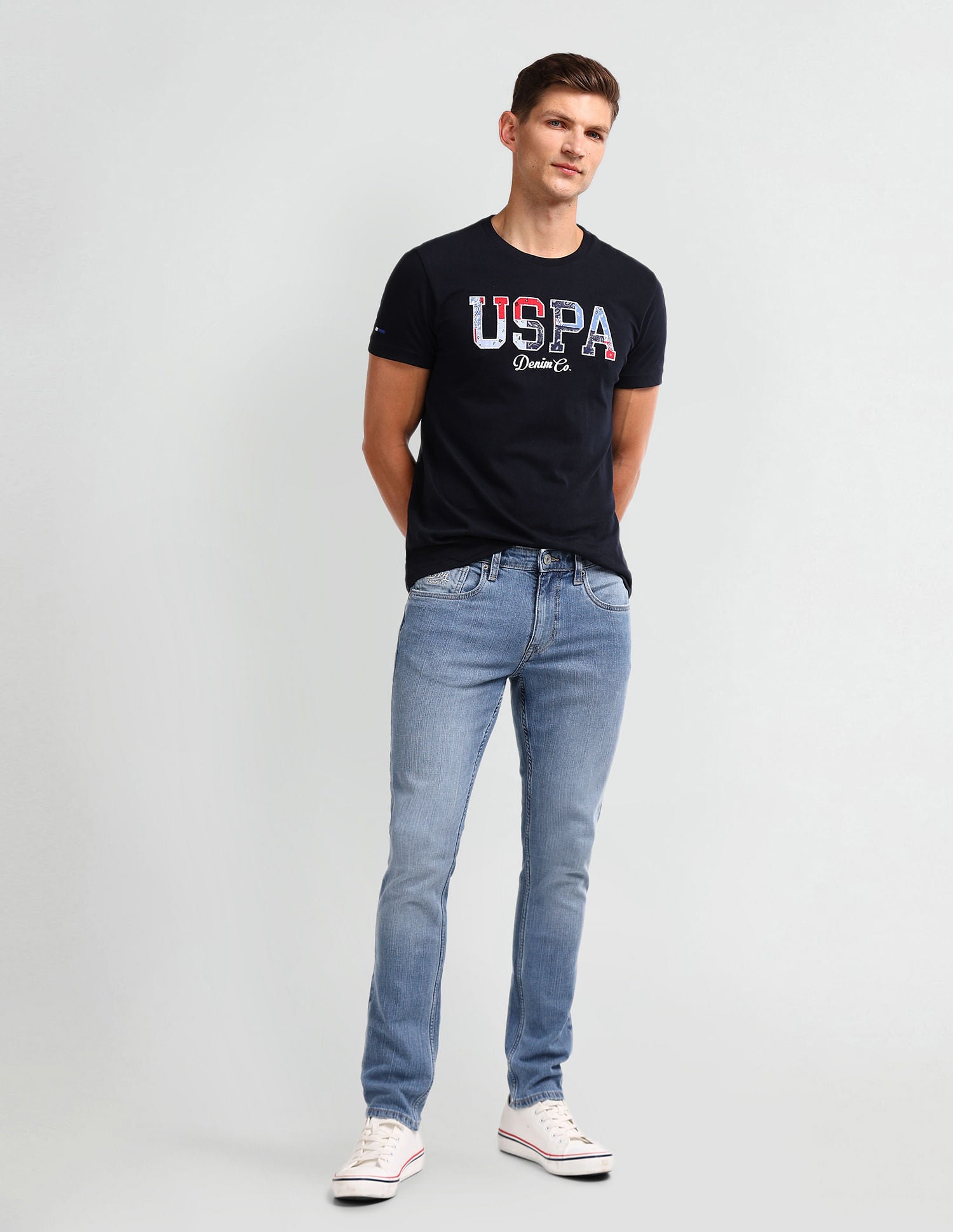 Brandon Slim Tapered Blue Jeans Blue - U.S. Polo Assn. India | Large