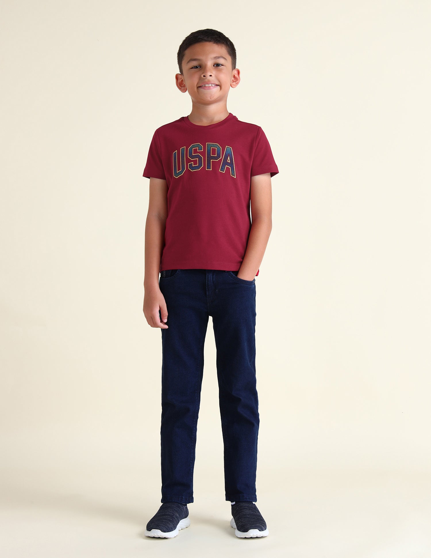 Boys Brand Printed Regular Fit T-Shirt Tawny Port - U.S. Polo Assn. India | Large