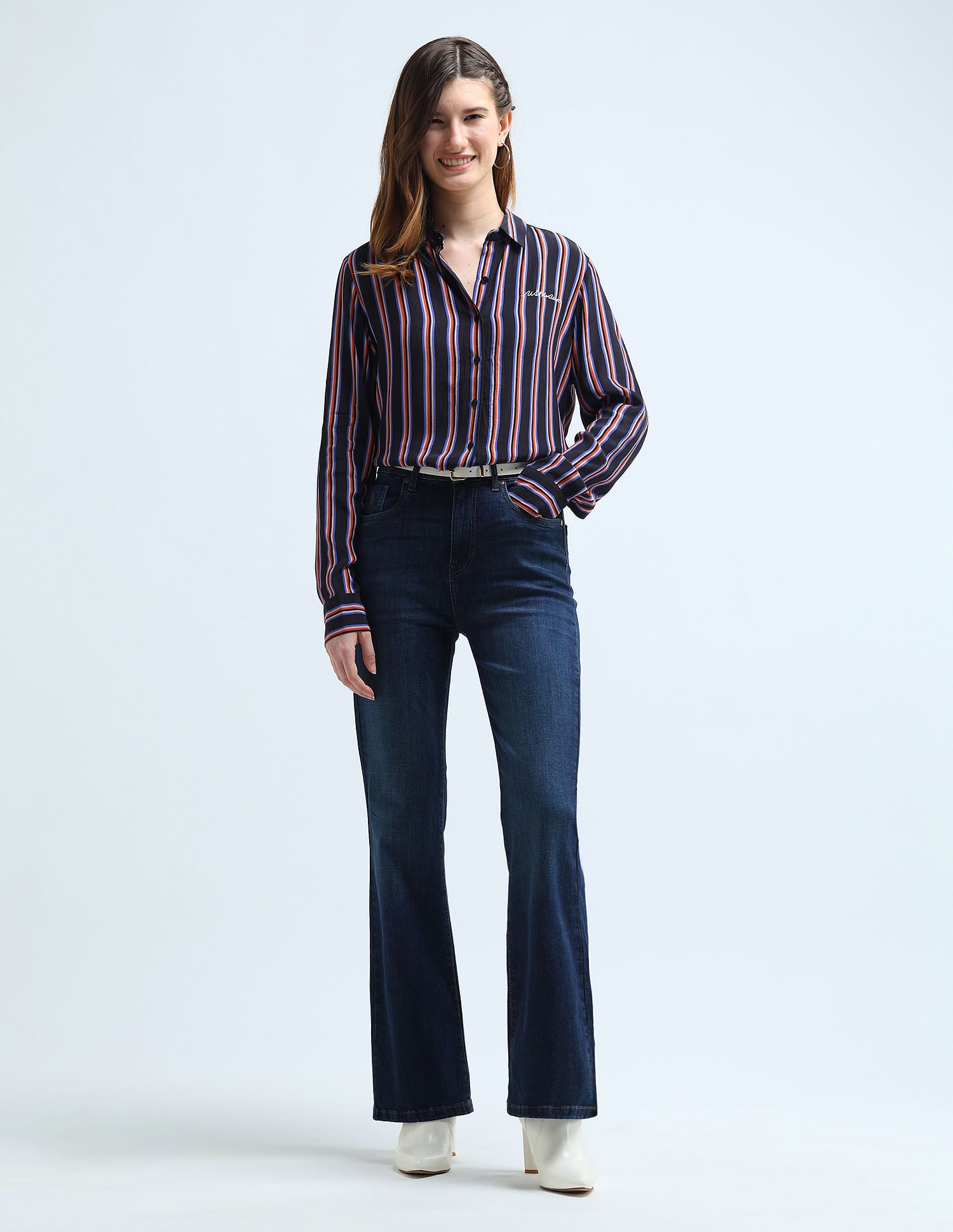 High Rise Flare Fit Jeans Dark Blue - U.S. Polo Assn. India | Large