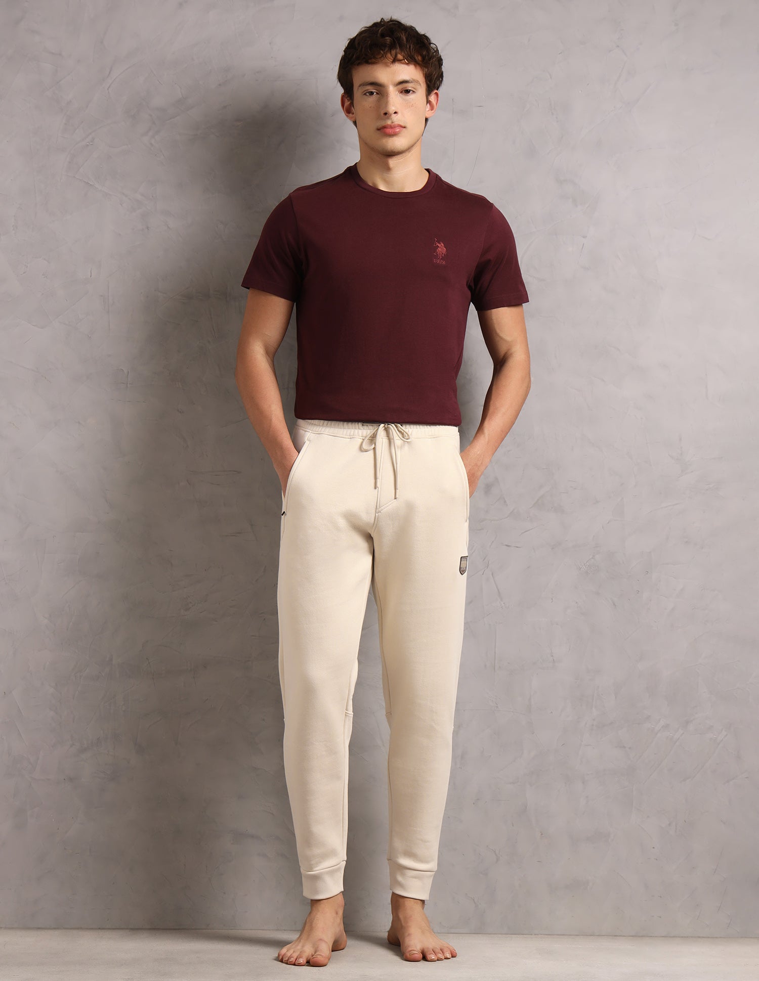 Comfort Fit Cotton OJ008-PL Lounge Joggers - Pack Of 1 Light Grey - U.S. Polo Assn. India | Large