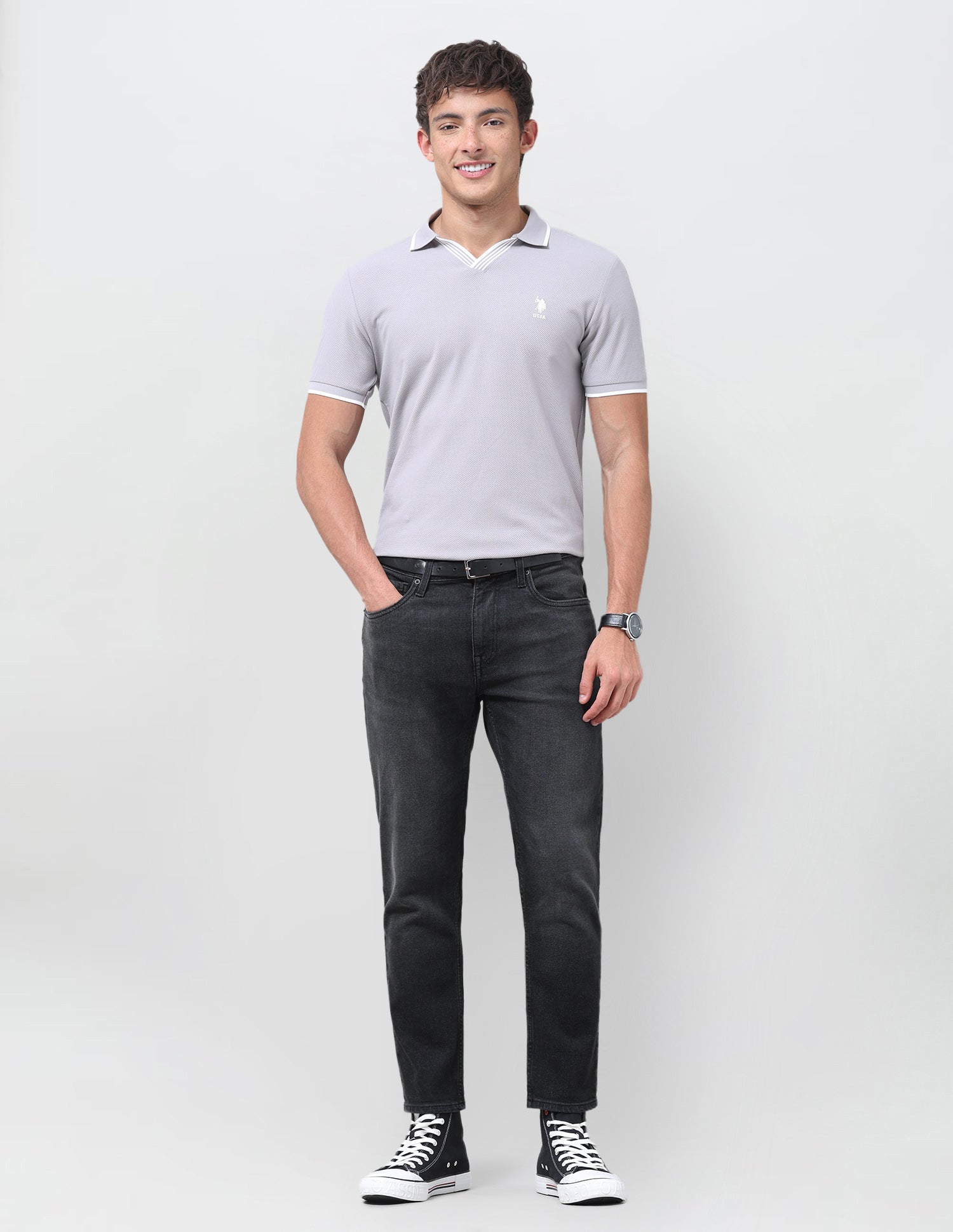 Cole Comfort Cropped Fit Black Jeans Black - U.S. Polo Assn. India | Large
