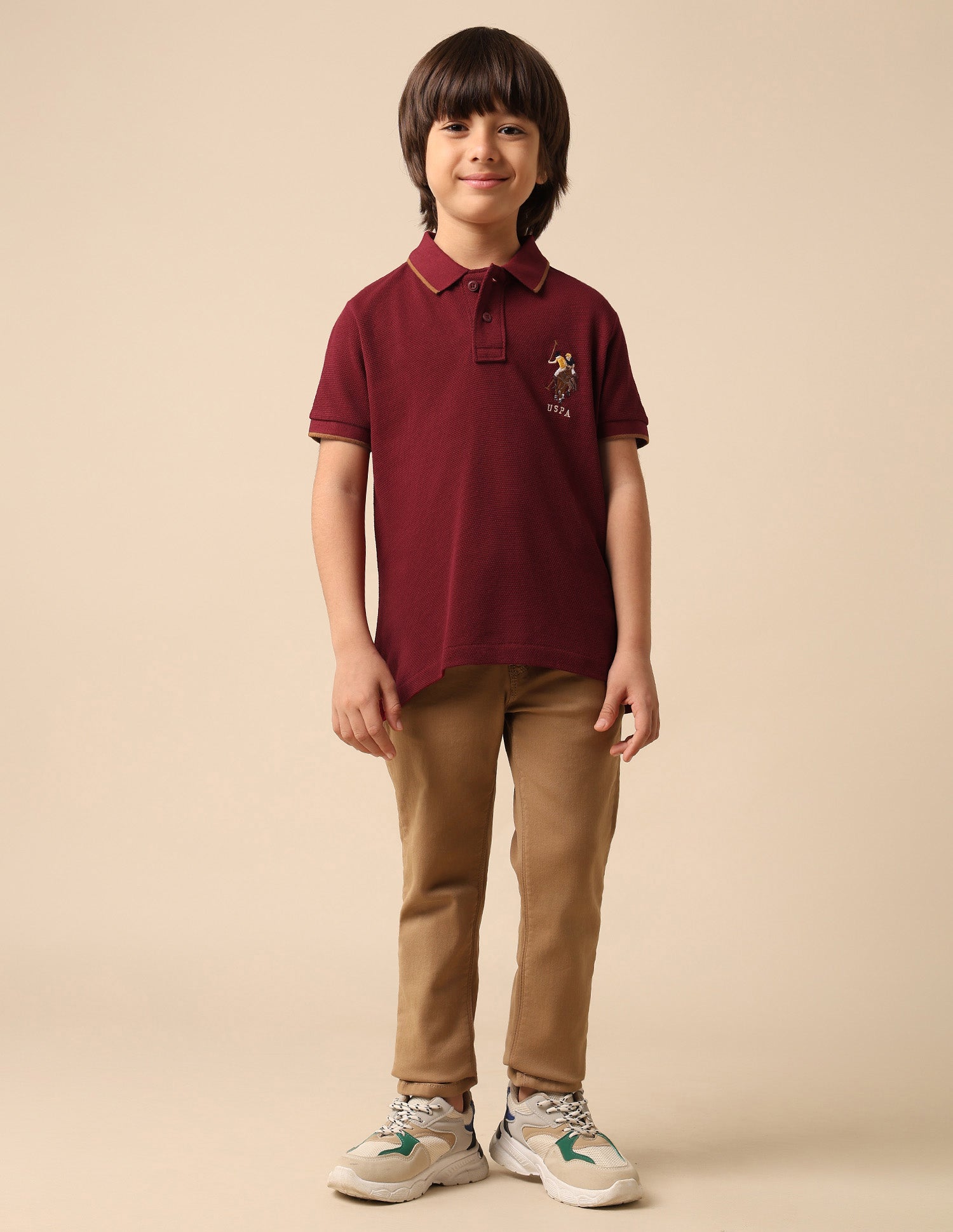 Boys Graphic Brand Printed Polo Shirt Maroon - U.S. POLO ASSN. | Large