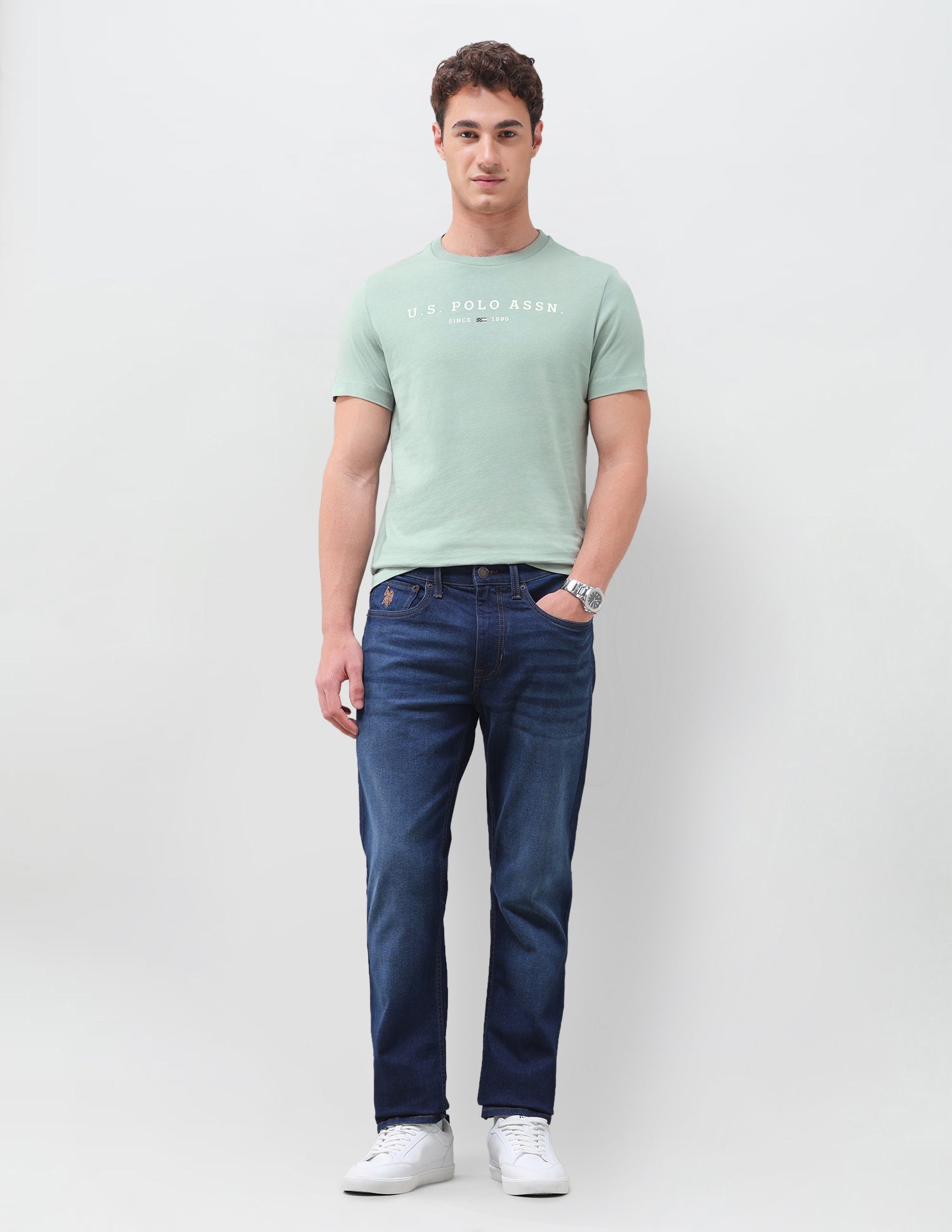 Solid Regular Fit T-Shirt Light Green - U.S. Polo Assn. India | Large