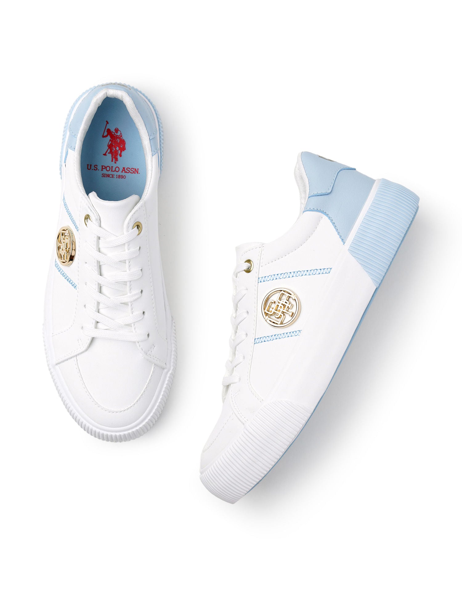 U.S. Polo Assn. Women Katy 3.0 Colourblock Sneakers with Textured Sole Light Blue - U.S. POLO ASSN. | Large