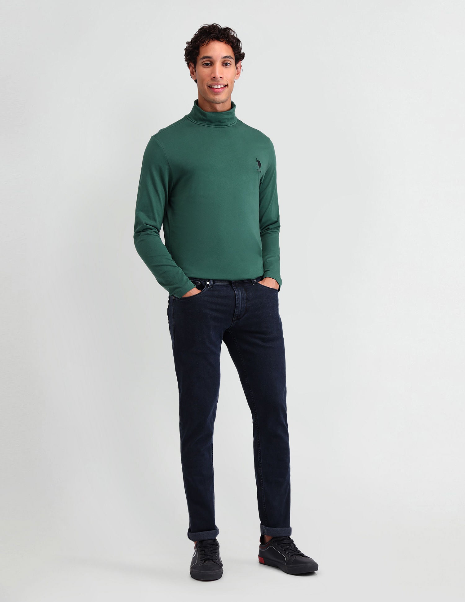 Outdoor Muscle Fit Solid T-Shirt Dark Green - U.S. POLO ASSN. | Large