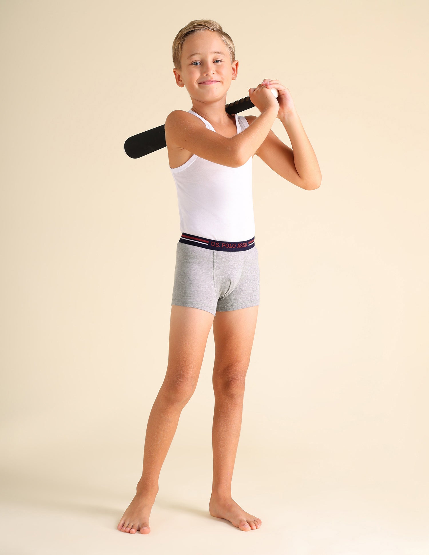 Mid Rise Cotton Spandex EKT02 Trunks - Pack Of 2 Grey and White - U.S. POLO ASSN. | Large