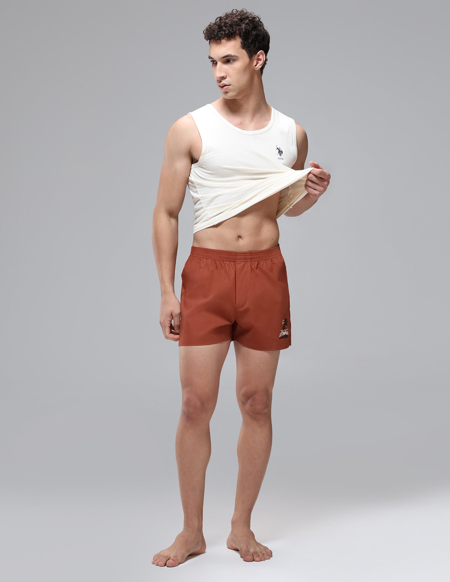 Pure Cotton Mid Rise OEX14 Boxers - Pack Of 1 Picante - U.S. Polo Assn. India | Large