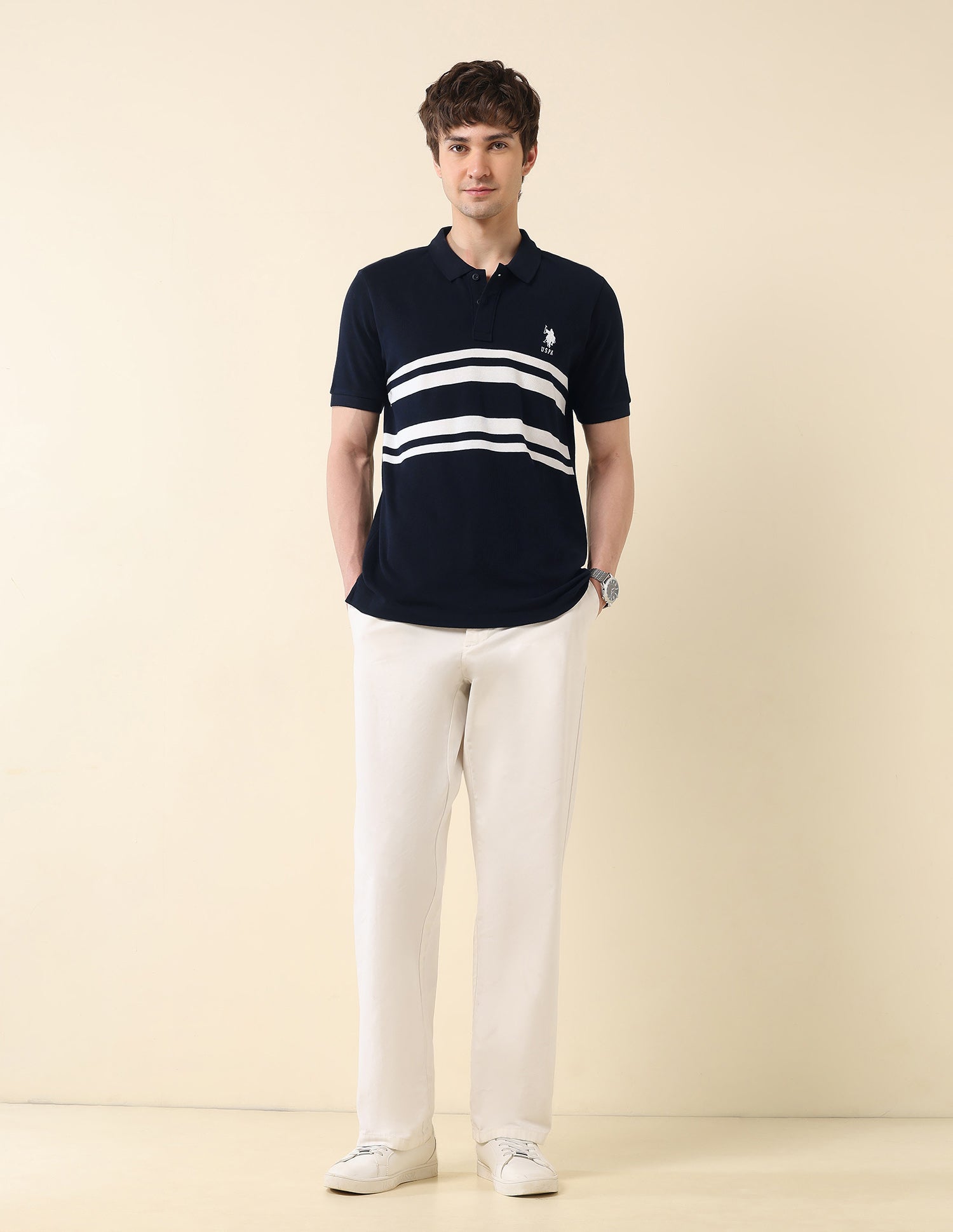 Horizontal Striped Classic Polo Shirt Navy - U.S. Polo Assn. India | Large