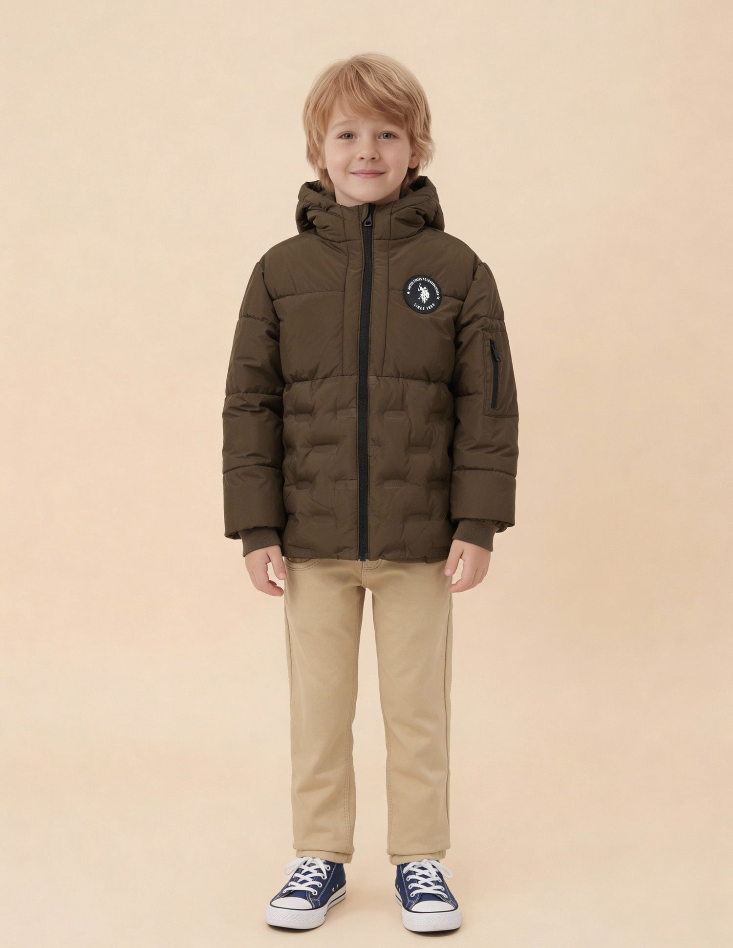 Boys Solid Puffer Jacket Brown - U.S. Polo Assn. India | Large