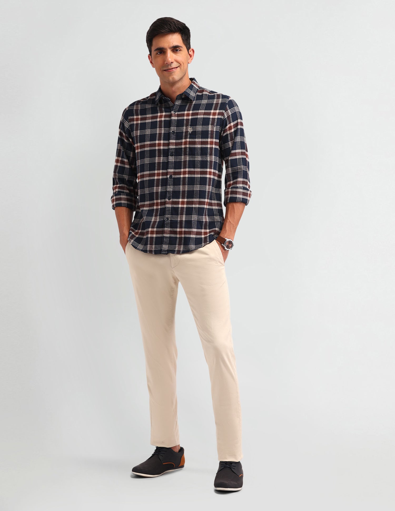 Tartan Checks Slim Fit Shirt Navy - U.S. Polo Assn. India | Large