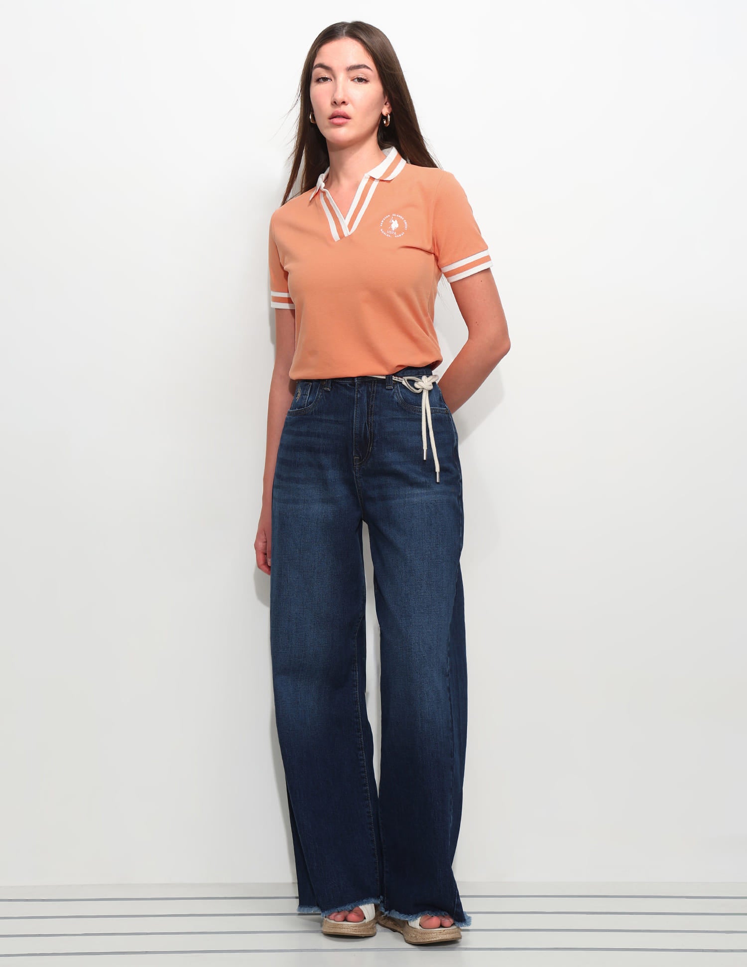 Regular Fit Solid Polo Shirt Orange - U.S. Polo Assn. India | Large