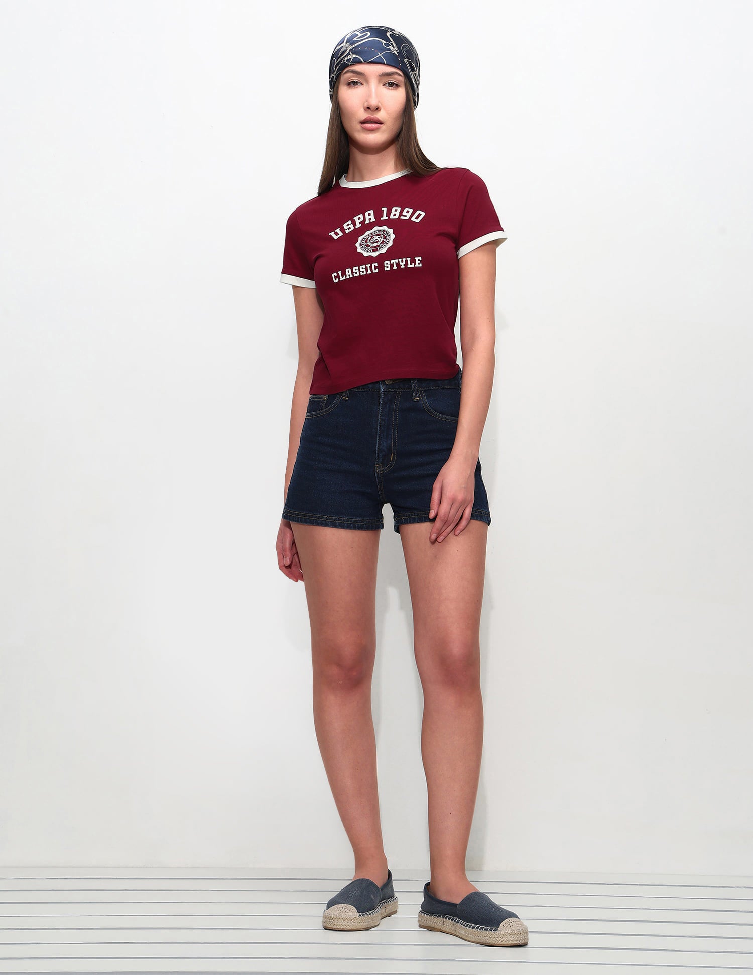 Fitted Brand Printed T-Shirt Dark Red - U.S. Polo Assn. India | Large