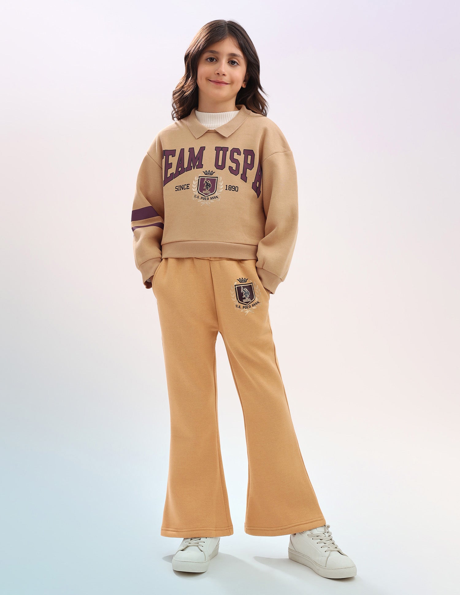 Brand Printed Regular Fit Sweatshirt Light Brown - U.S. POLO ASSN. | Large