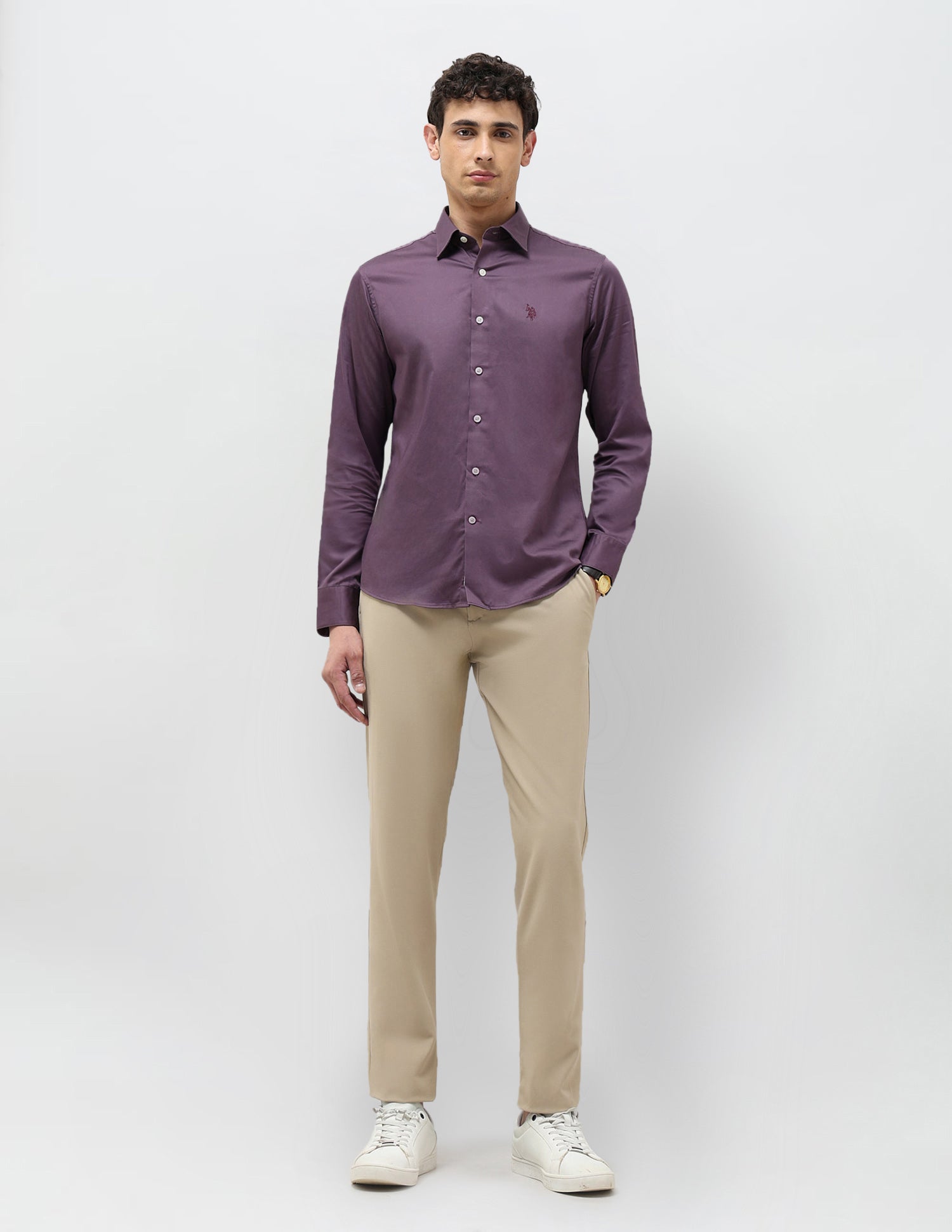 Satin Tailored Fit Shirt Purple - U.S. POLO ASSN. | Large