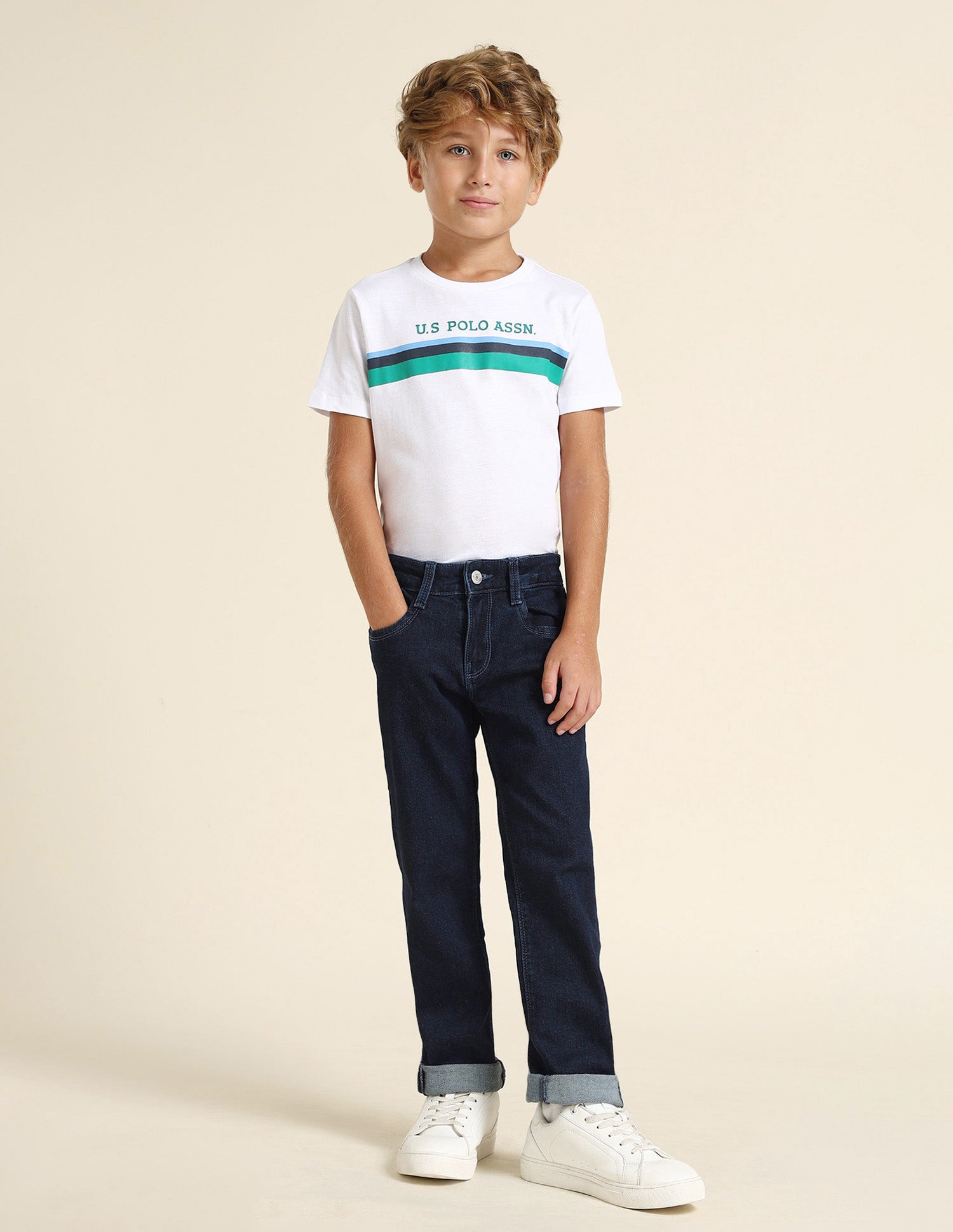 Boys Relaxed Fit Blue Jeans Dark Blue - U.S. POLO ASSN. | Large