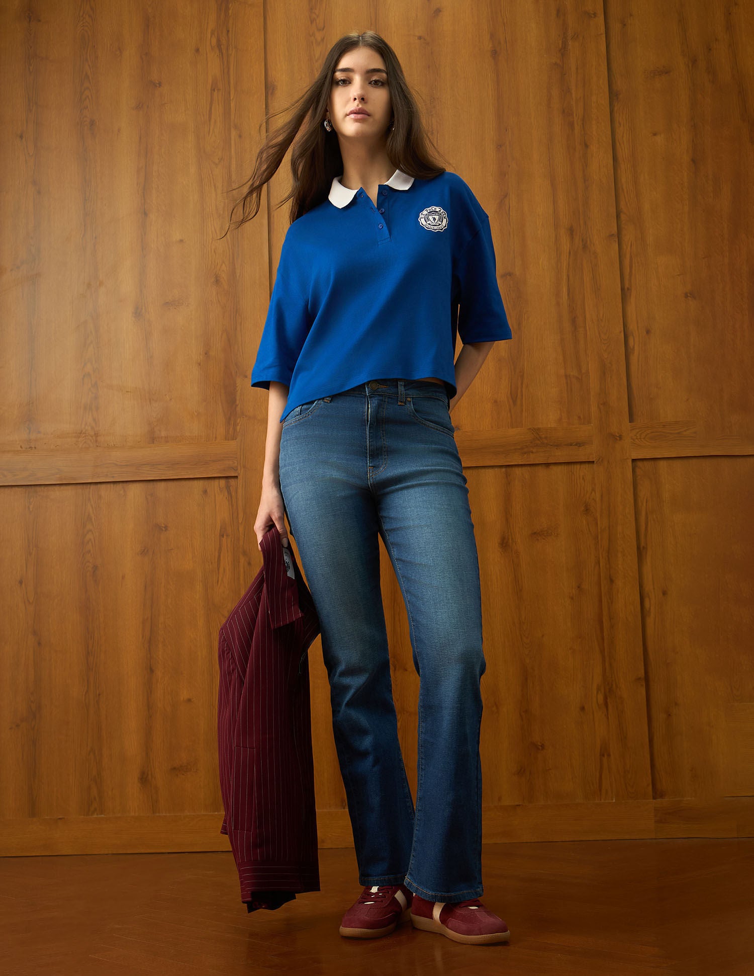 Oversized Fit Solid Polo Shirt Blue - U.S. POLO ASSN. | Large