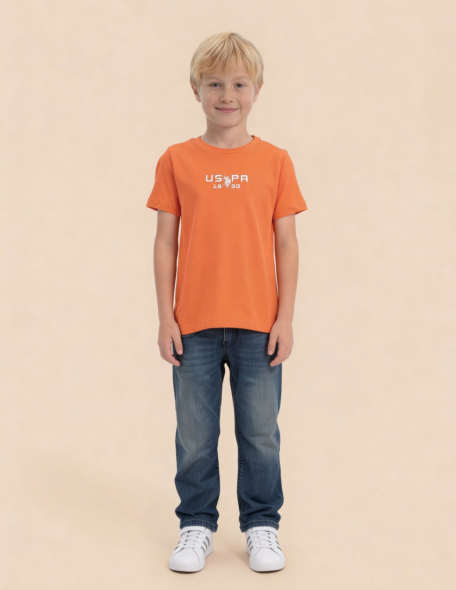 Boys Solid Regular Fit T-Shirt Orange - U.S. Polo Assn. India | Large