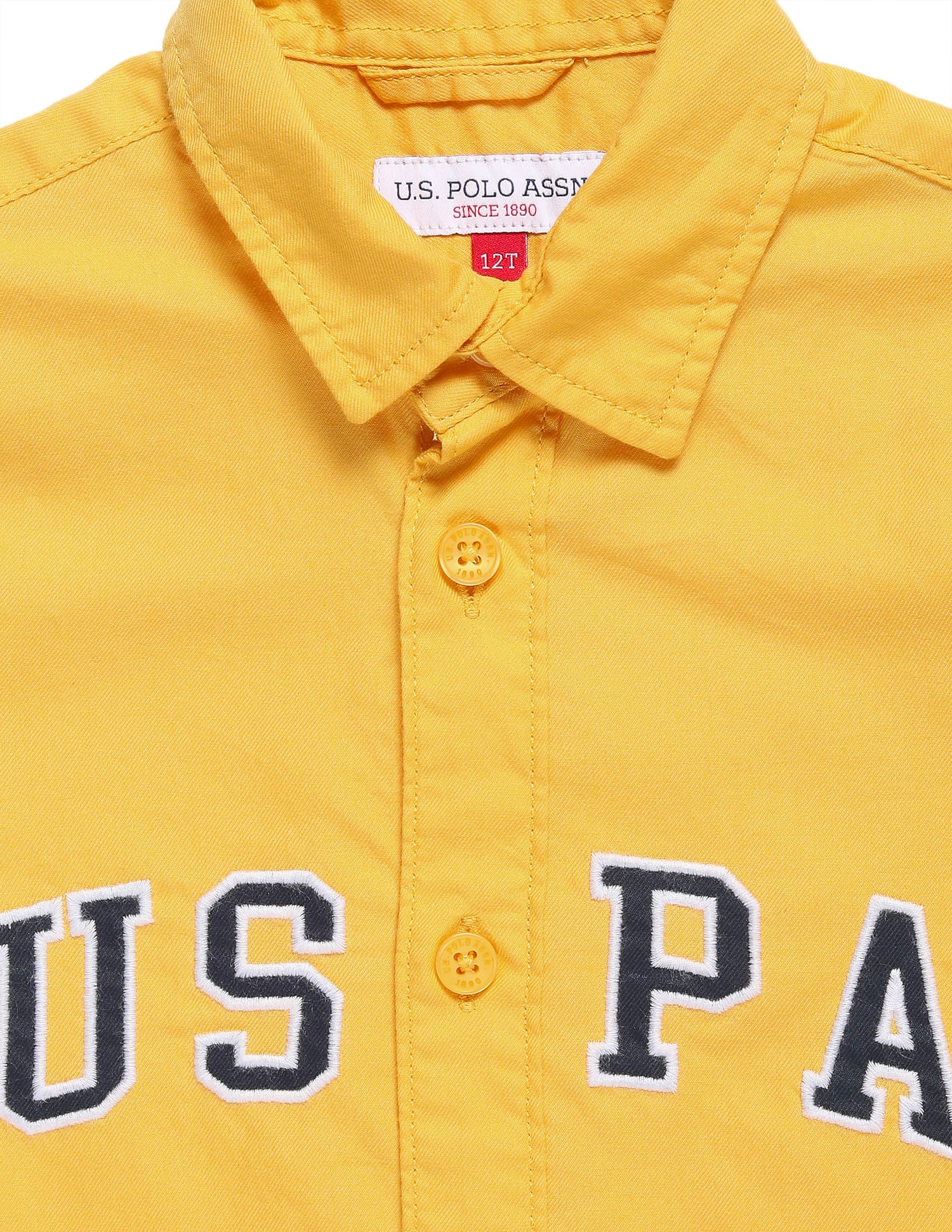 Boys Cotton Short Sleeve Shirt Yellow - U.S. POLO ASSN. | Large