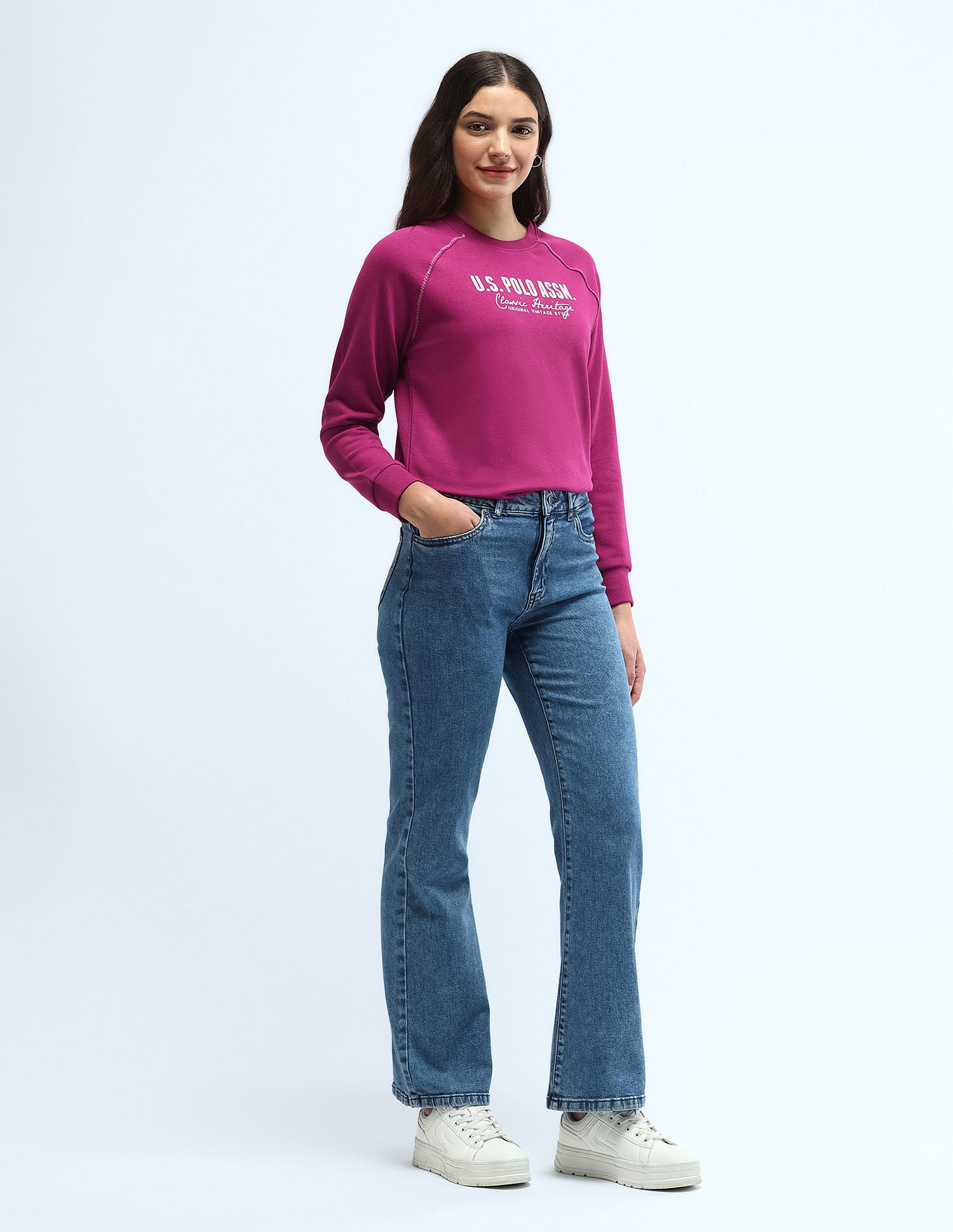 Hd Print Regular Fit Sweatshirt Fuchsia - U.S. POLO ASSN. | Large