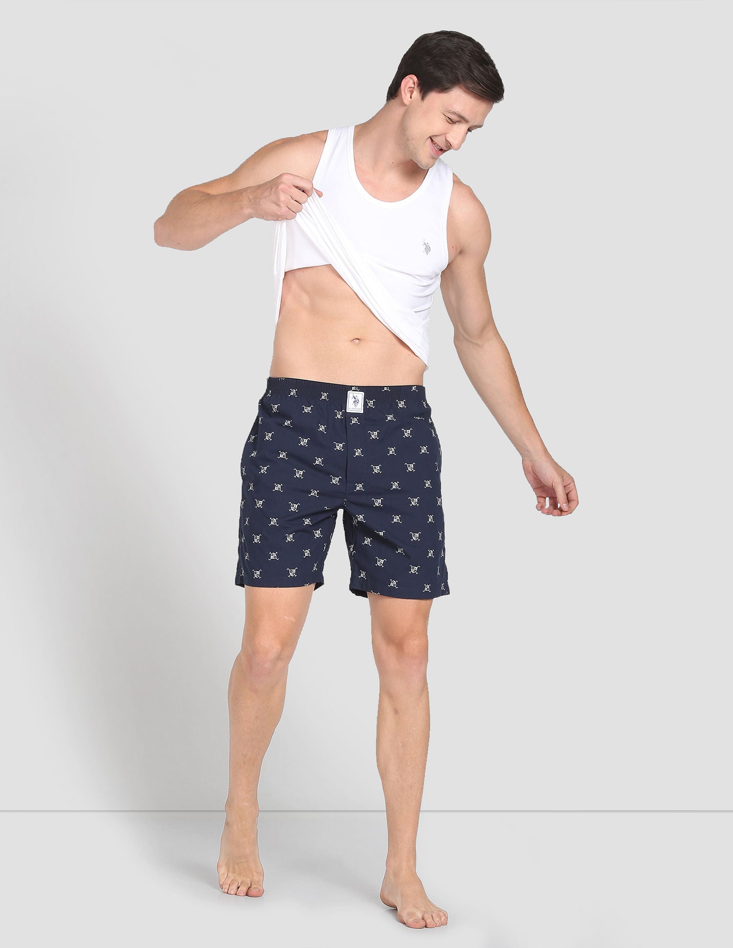 Pure Cotton Printed I600 Boxers - Pack Of 1 Navy - U.S. POLO ASSN. | Large