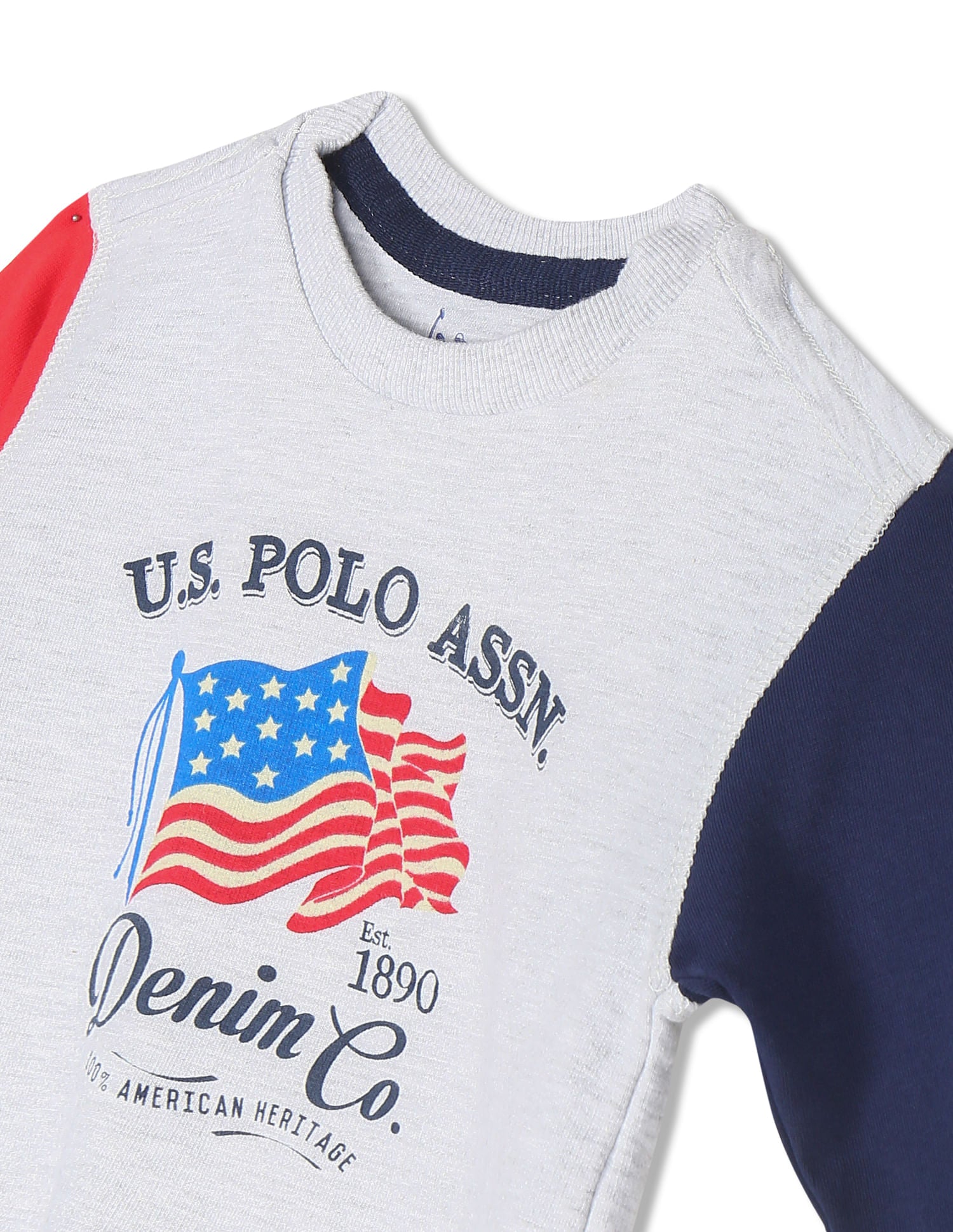 Crew Neck Brand Print Sweatshirt Grey - U.S. POLO ASSN. | Large