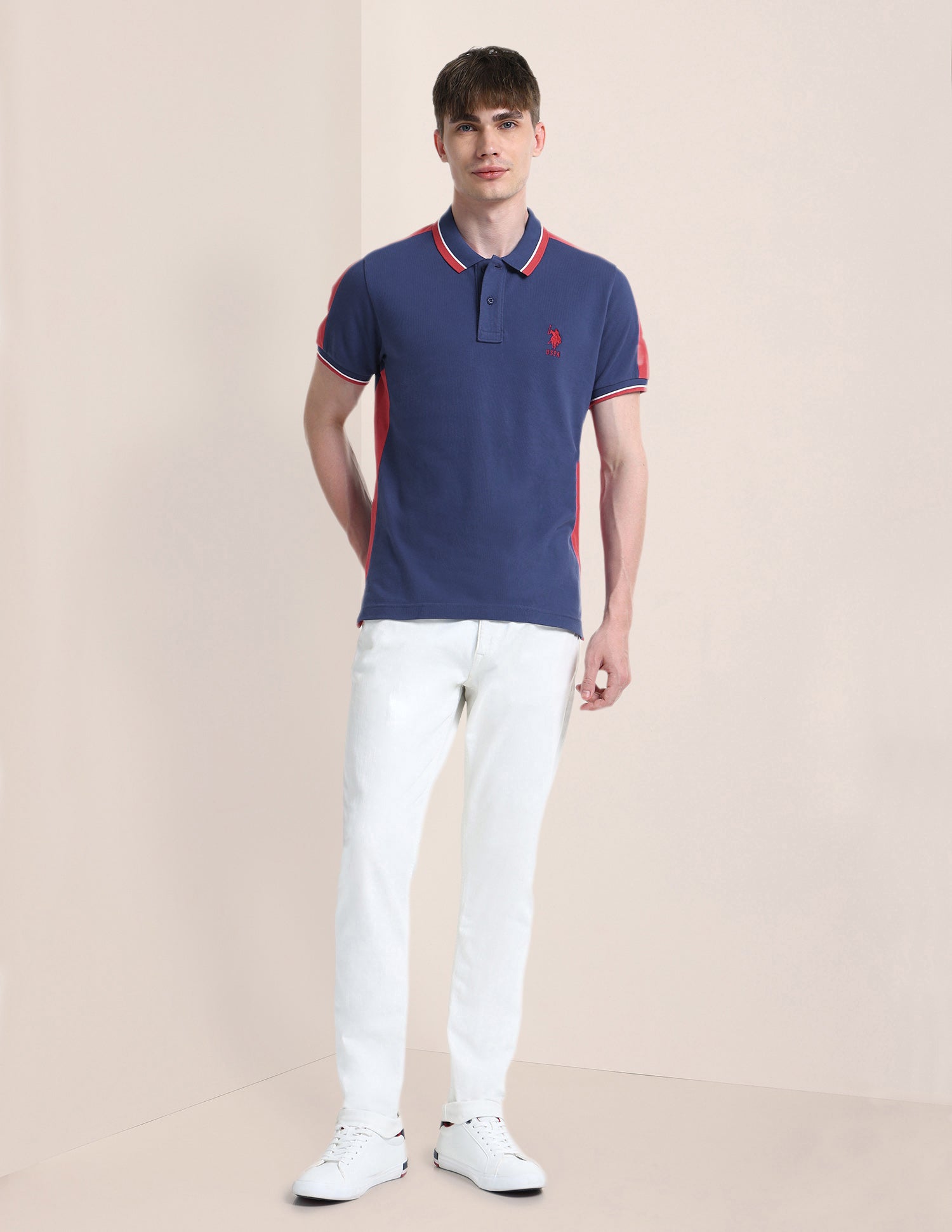 Colour Blocked Slim Fit Polo Shirt Blue - U.S. POLO ASSN. | Large