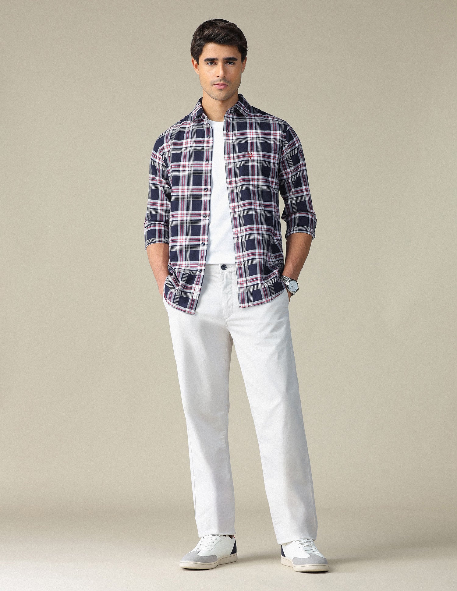 Pure Cotton Plaid Checked Shirt Navy - U.S. POLO ASSN. | Large