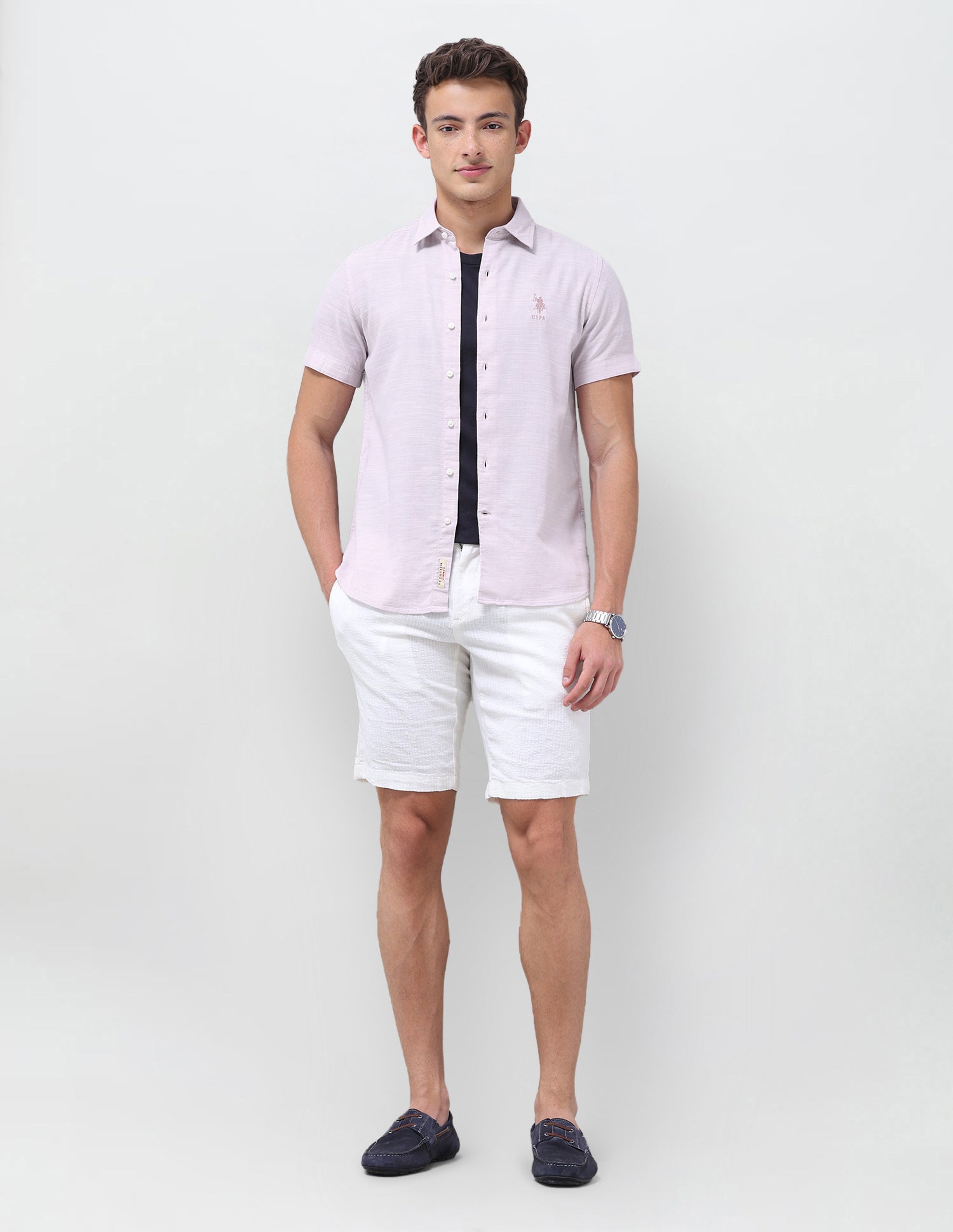Solid Regular Fit Shirt Pink - U.S. Polo Assn. India | Large