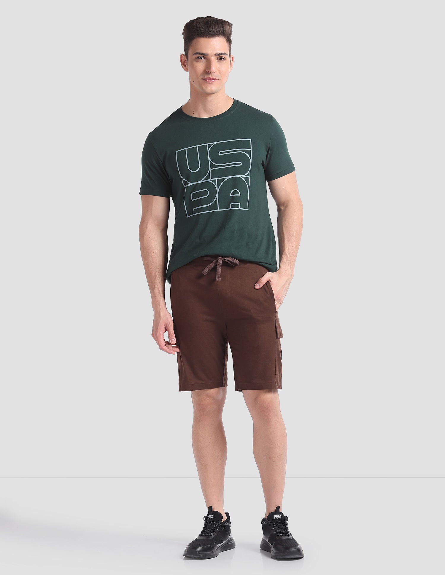 Cargo Pocket OES02 Lounge Shorts - Pack Of 1 Dark Brown - U.S. POLO ASSN. | Large