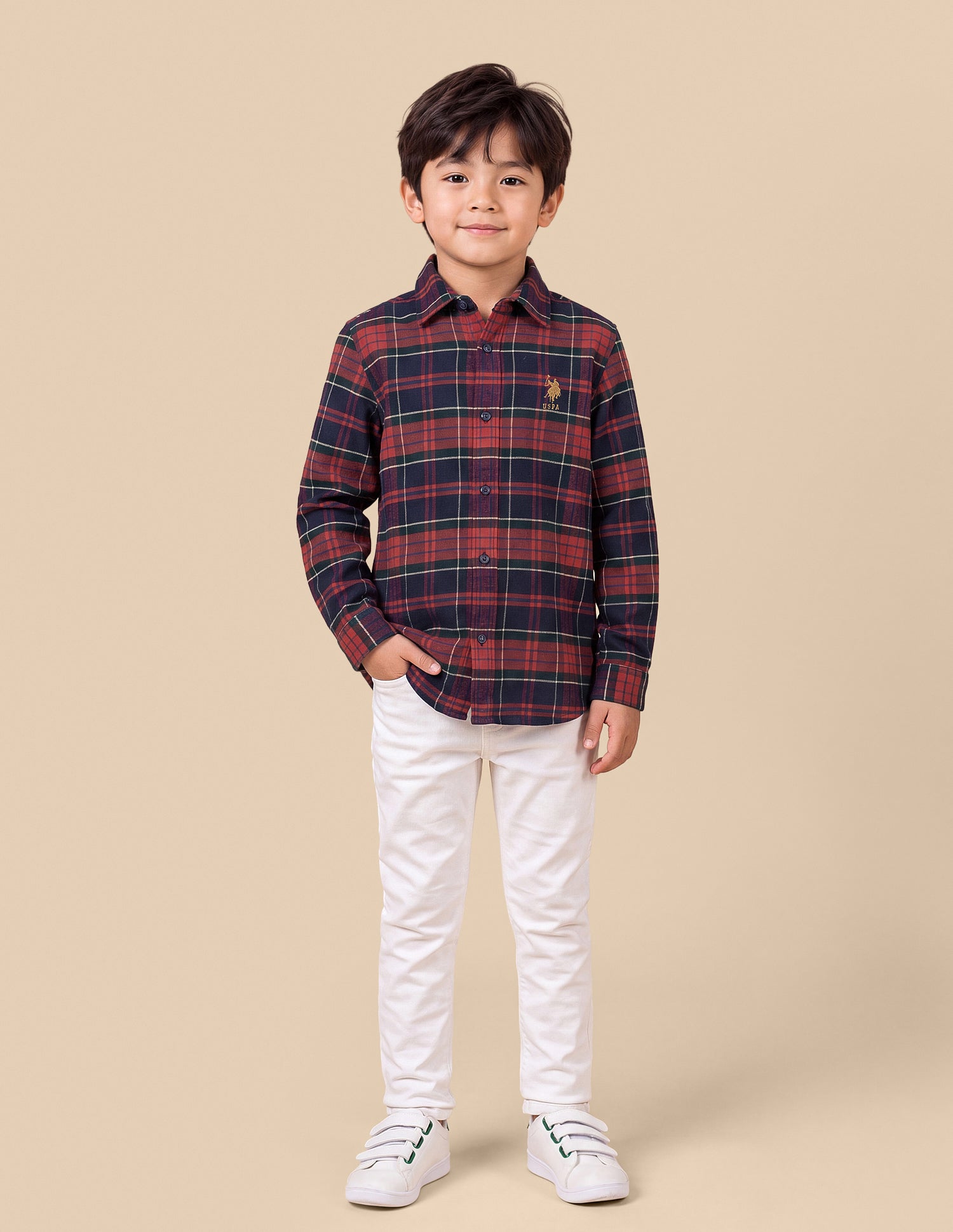 Plaid Checked Twill Shirt Red - U.S. Polo Assn. India | Large