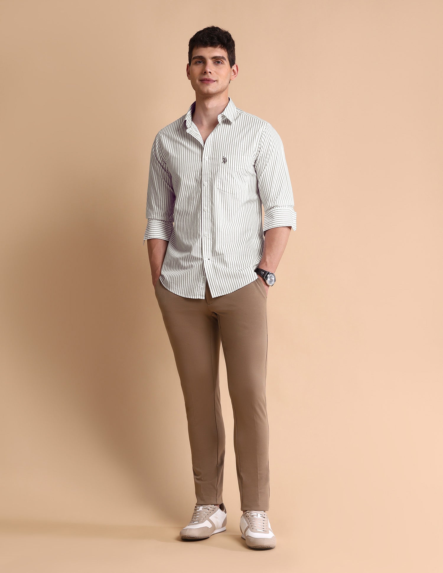 Vertical Striped Tailored Fit Shirt Grey - U.S. POLO ASSN. | Large